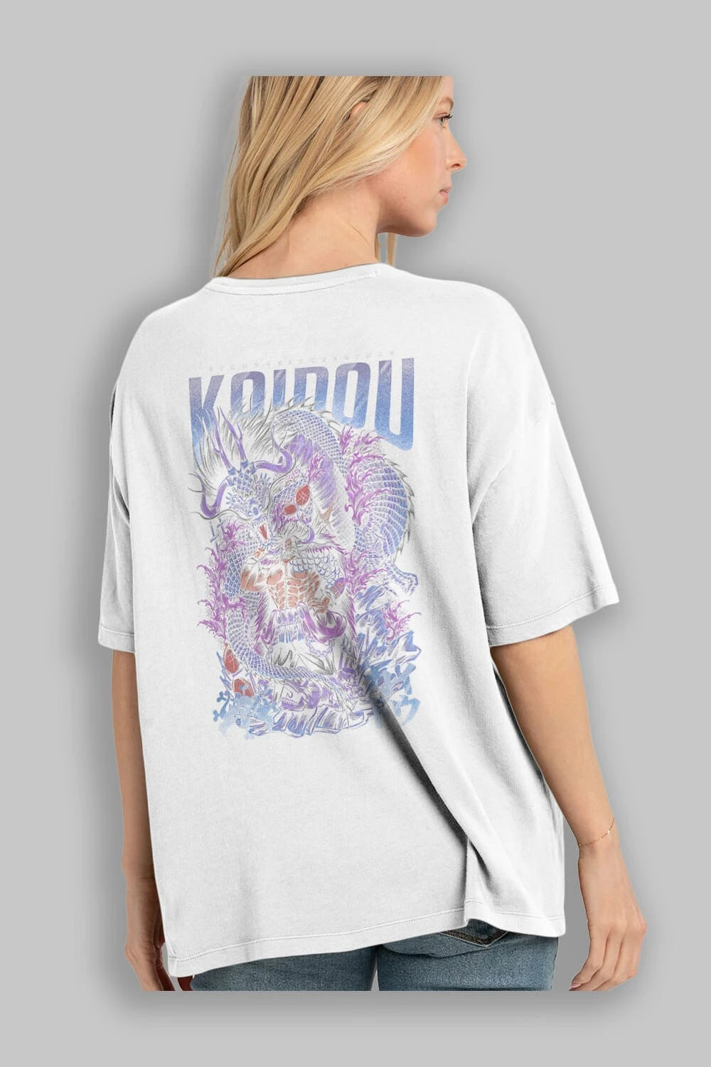 KAIDOU ONE PIECE Anime Arka Baskılı Oversize t-shirt Erkek Kadın Unisex