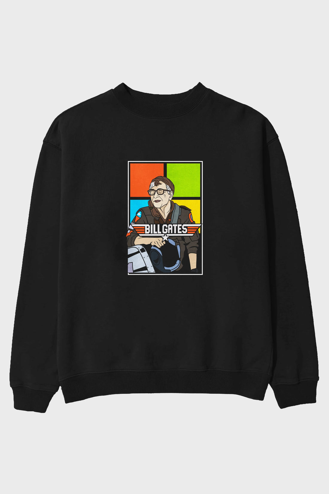 Bill Gates Top Gun Ön Baskılı Oversize Sweatshirt Erkek Kadın Unisex