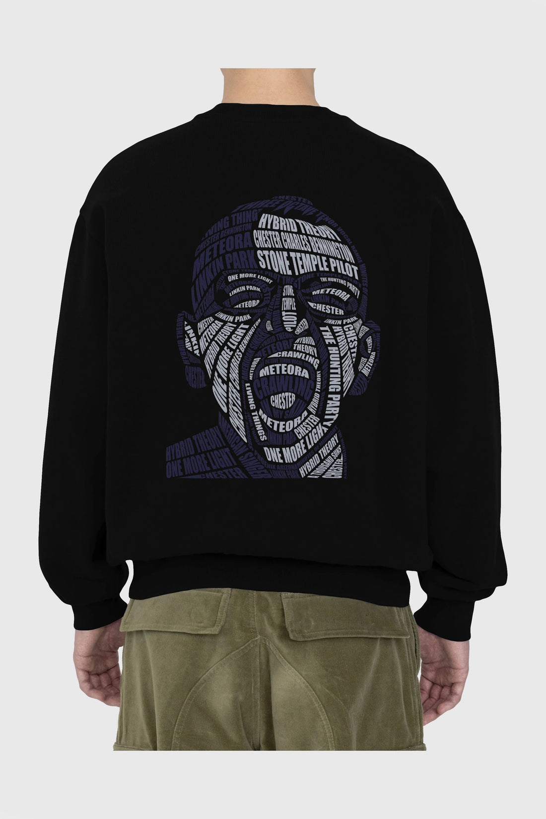 Chester Bennington Calligram Arka Baskılı Oversize Sweatshirt Erkek Kadın Unisex