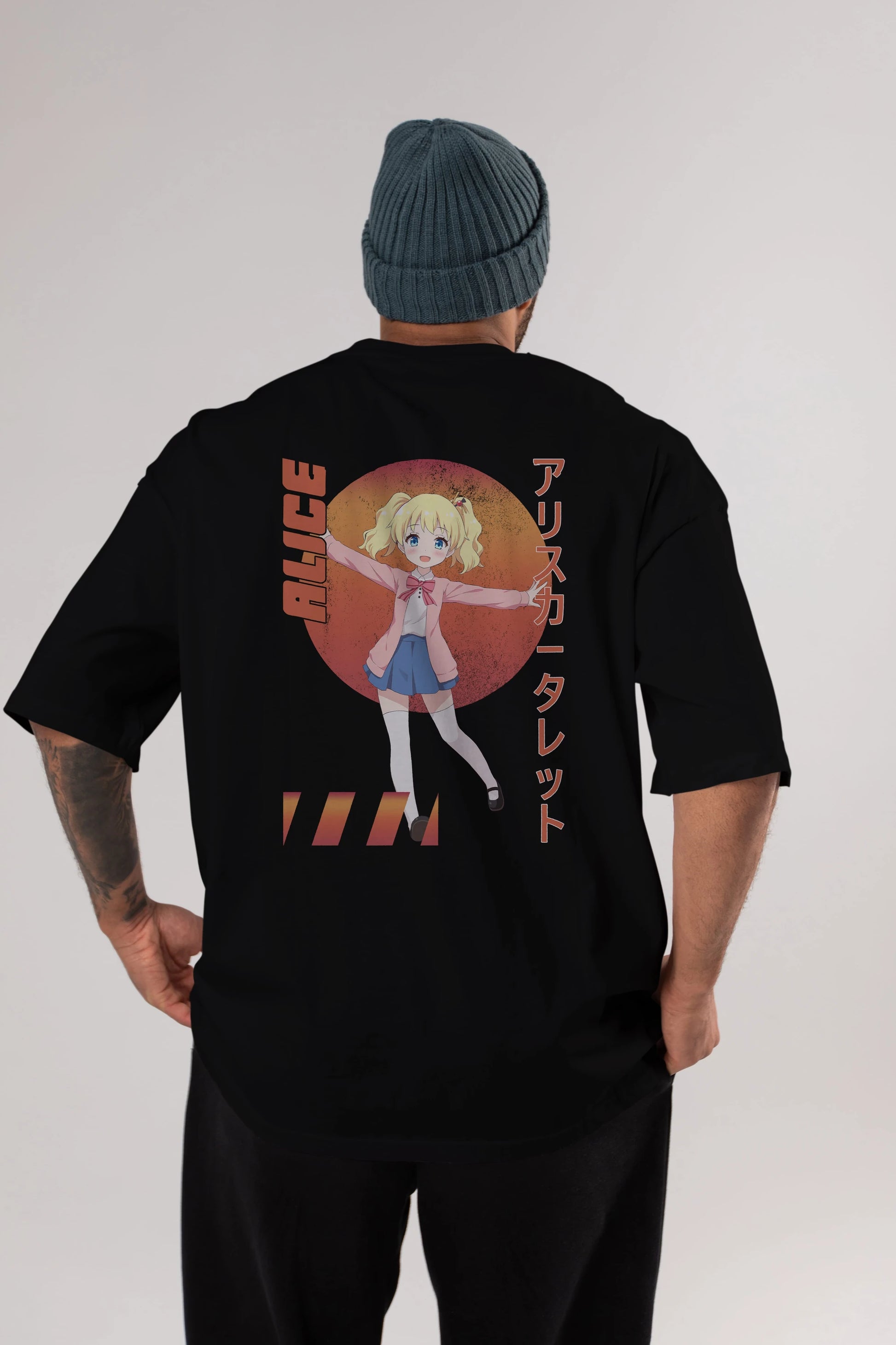 Alice Cartelet 15 Anime Arka Baskılı Oversize t-shirt Erkek Kadın Unisex