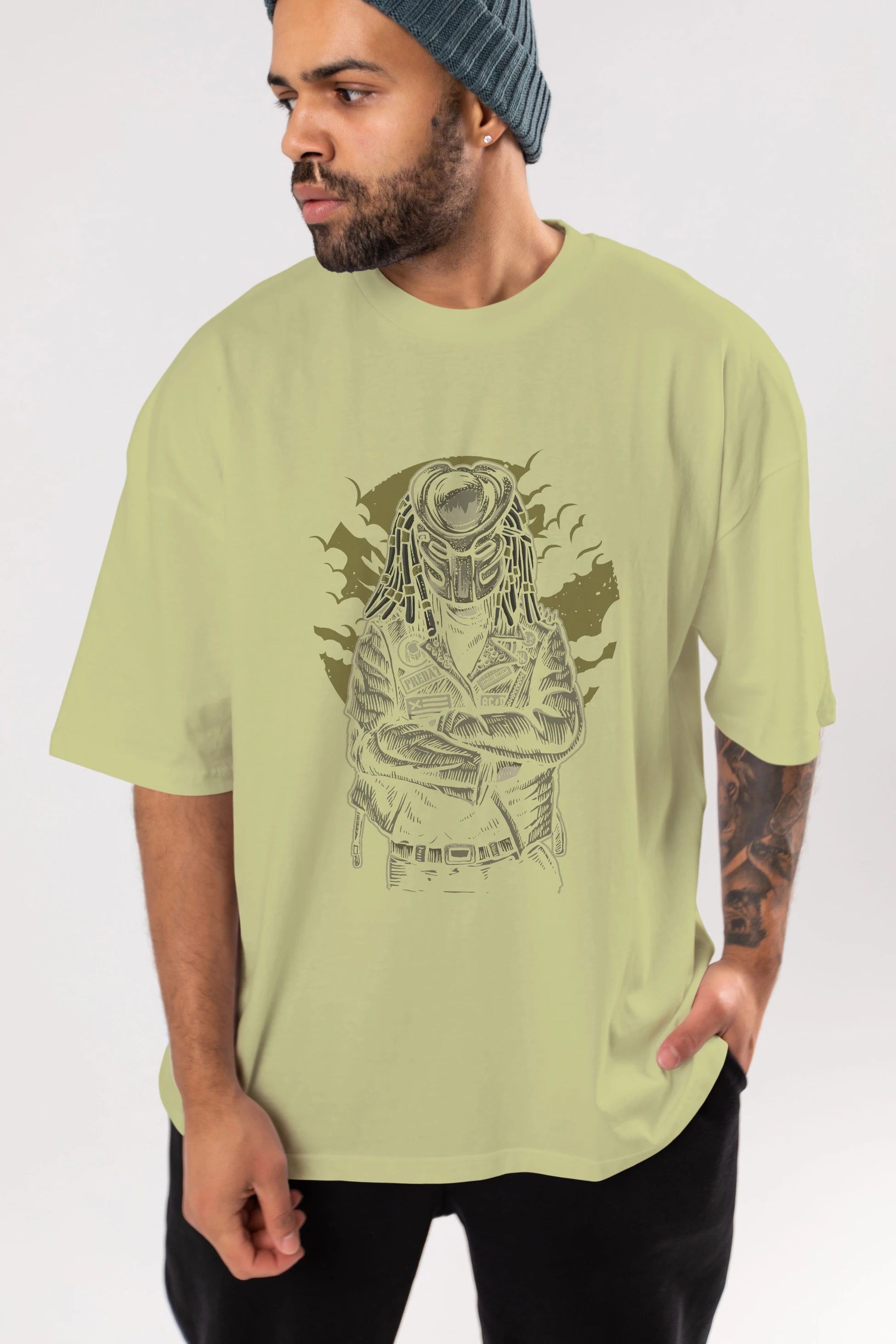 Predator Ön Baskılı Oversize t-shirt Erkek Kadın Unisex %100 Pamuk tişort