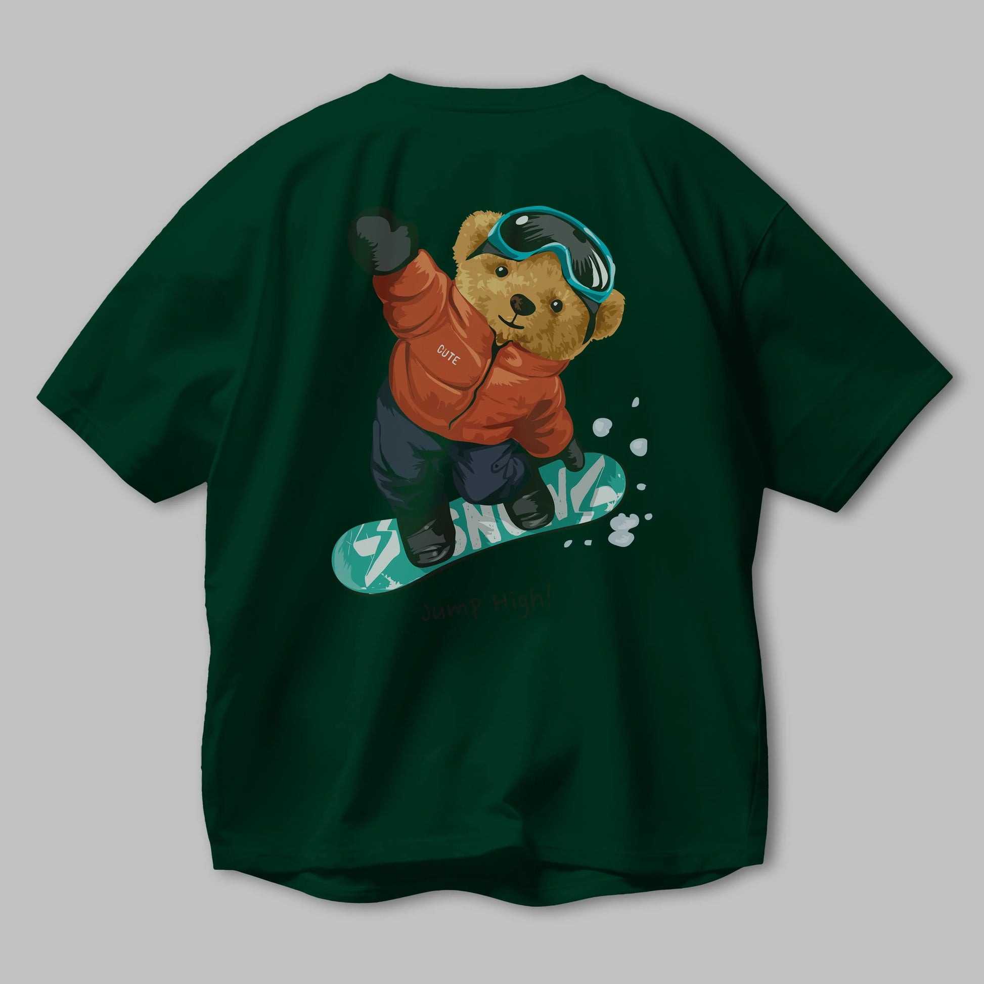 Teddy Bear Jump High Arka Baskılı Oversize t-shirt Erkek Kadın Unisex %100 Pamuk