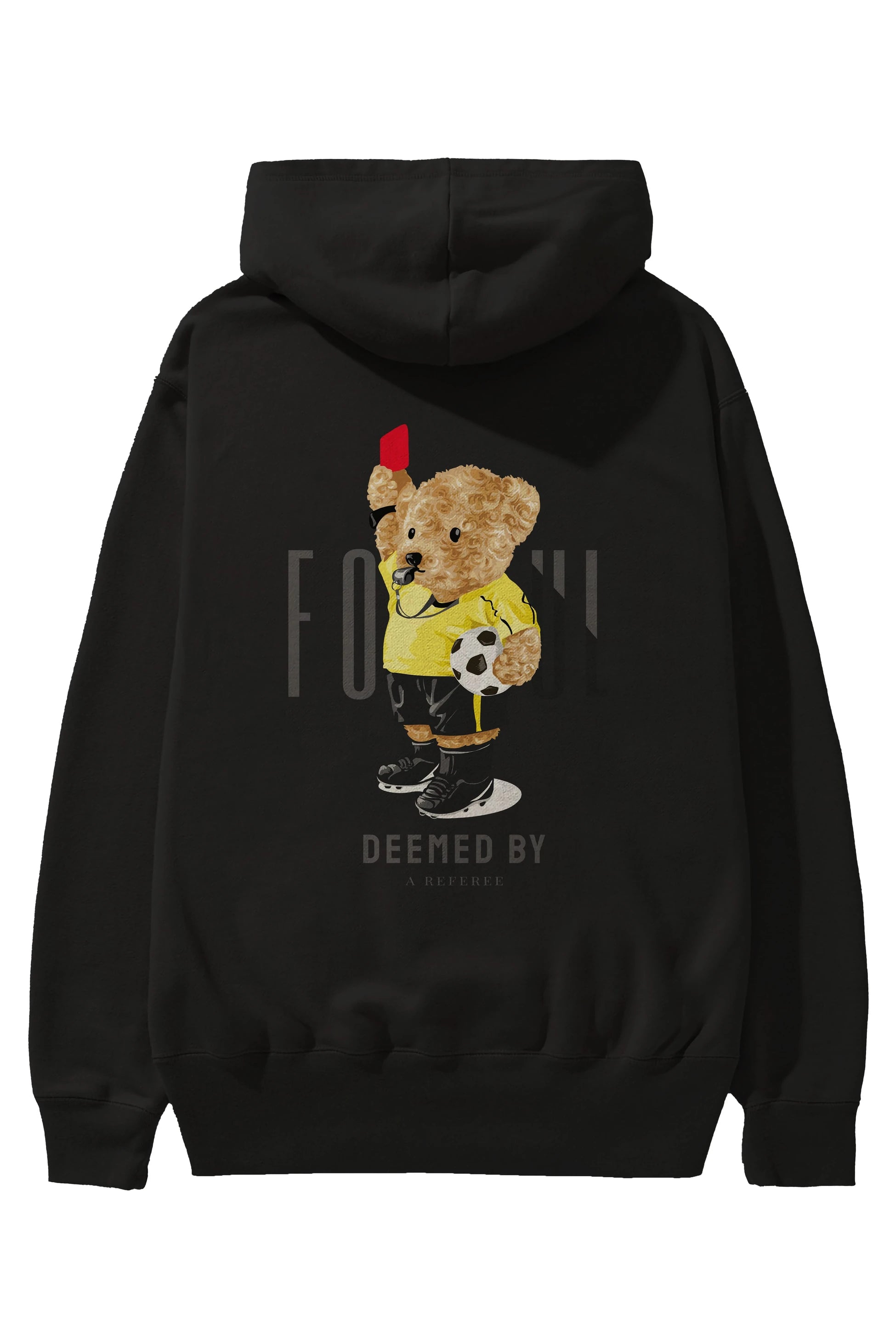 Teddy Bear Kırmızı Kart Arka Baskılı Hoodie Oversize Kapüşonlu Sweatshirt Erkek Kadın Unisex