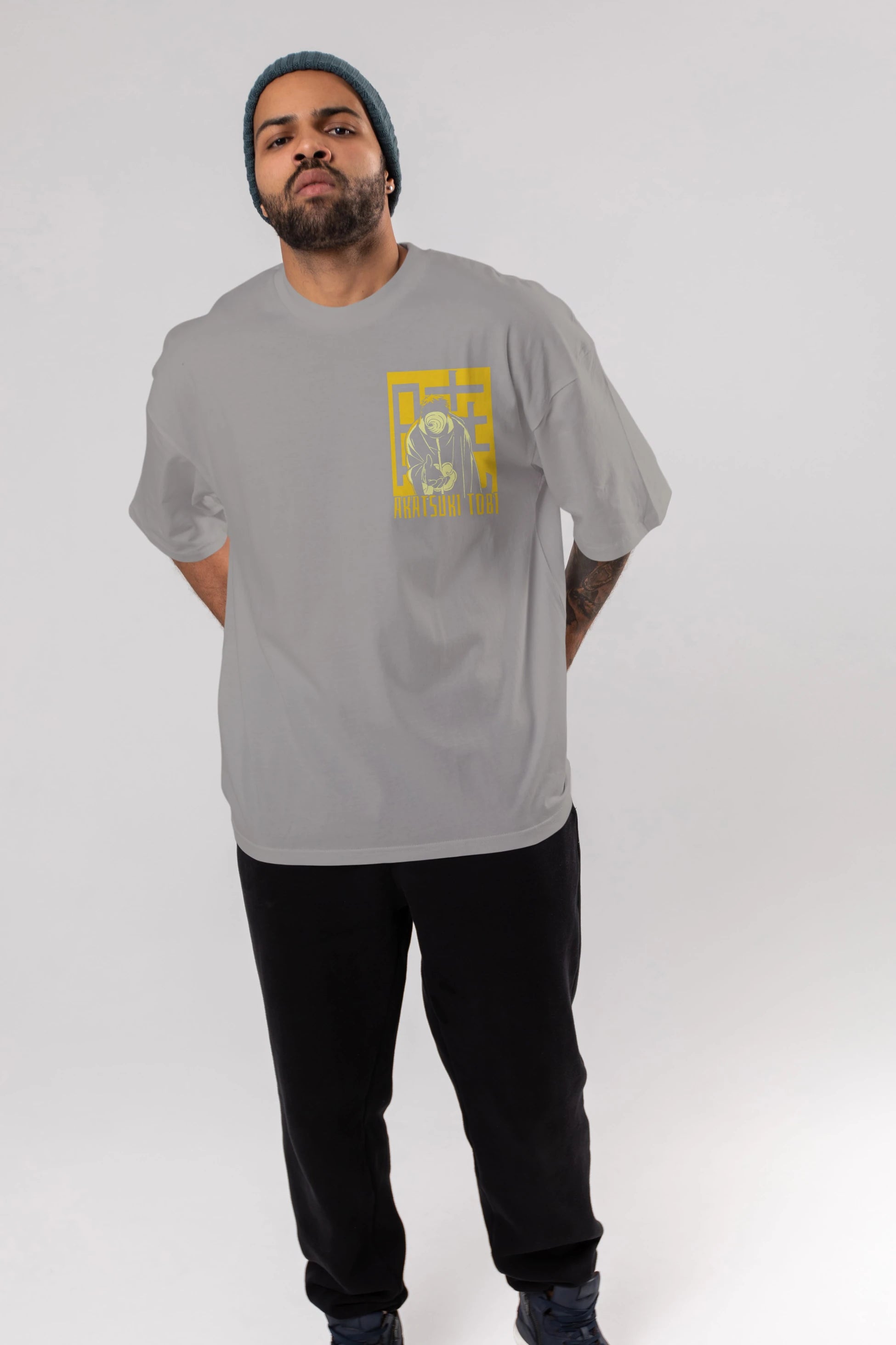 AKATSUKI OBITO NARUTO Ön Sol Baskılı Oversize t-shirt Erkek Kadın Unisex %100 Pamuk Bisiklet Yaka tişort