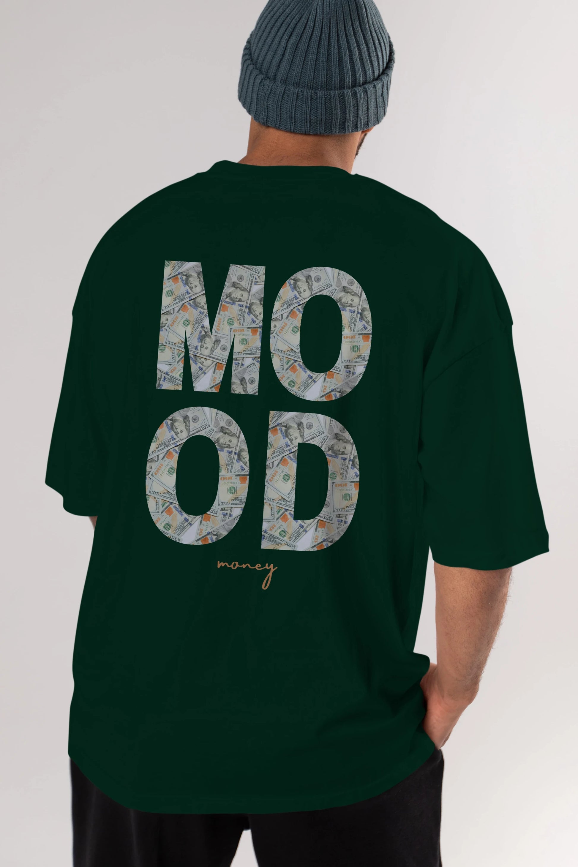 Mood Money Yazılı Arka Baskılı Oversize t-shirt Erkek Kadın Unisex