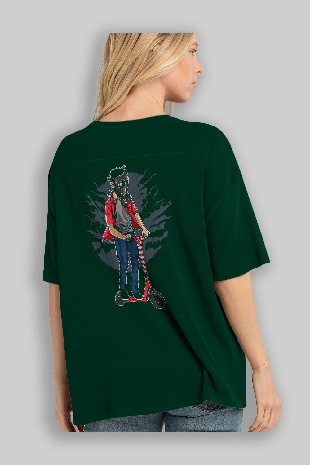 Gasmask Rider Arka Baskılı Oversize t-shirt Erkek Kadın Unisex %100 Pamuk