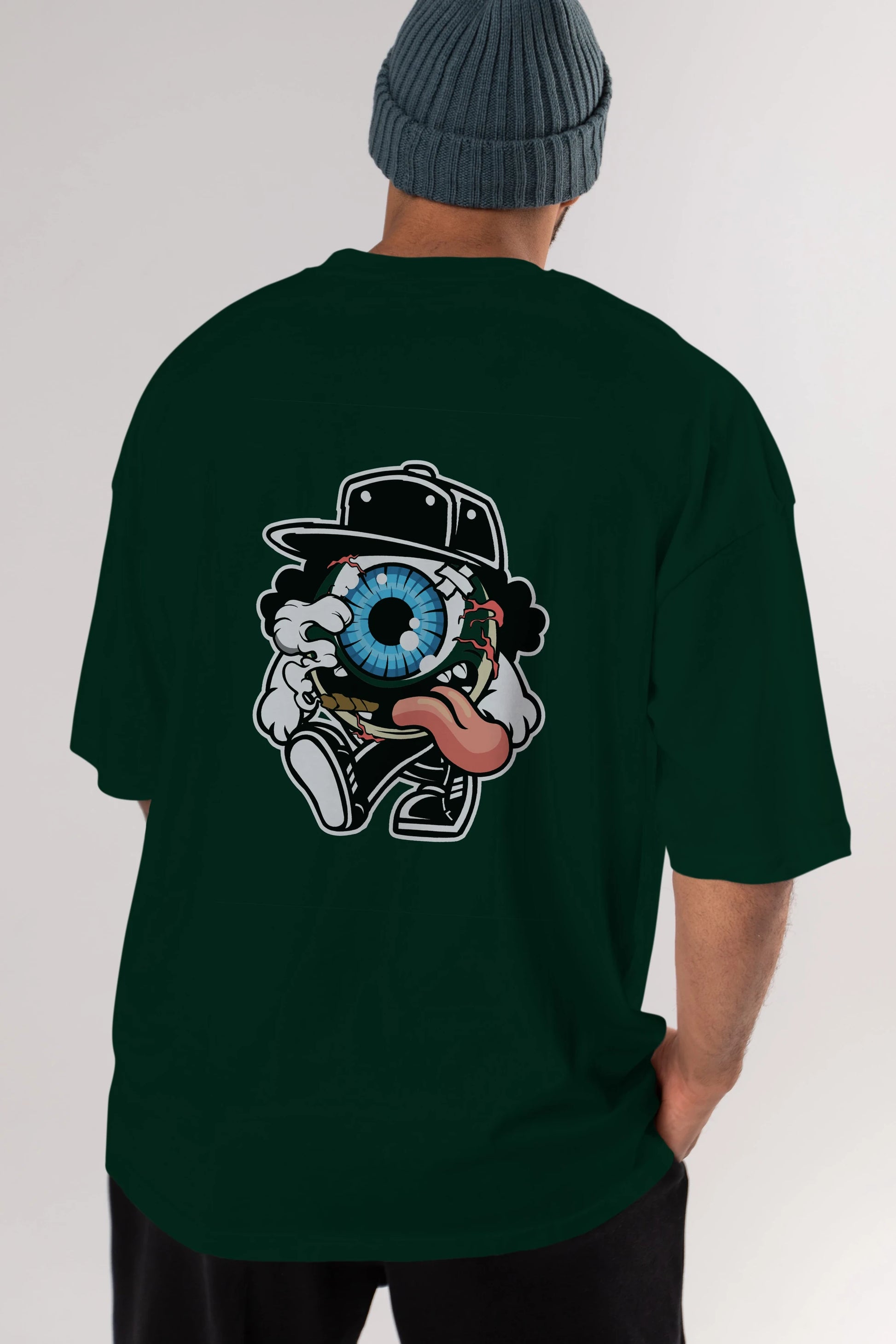 Eyeball Arka Baskılı Oversize t-shirt Erkek Kadın Unisex %100 Pamuk tişort