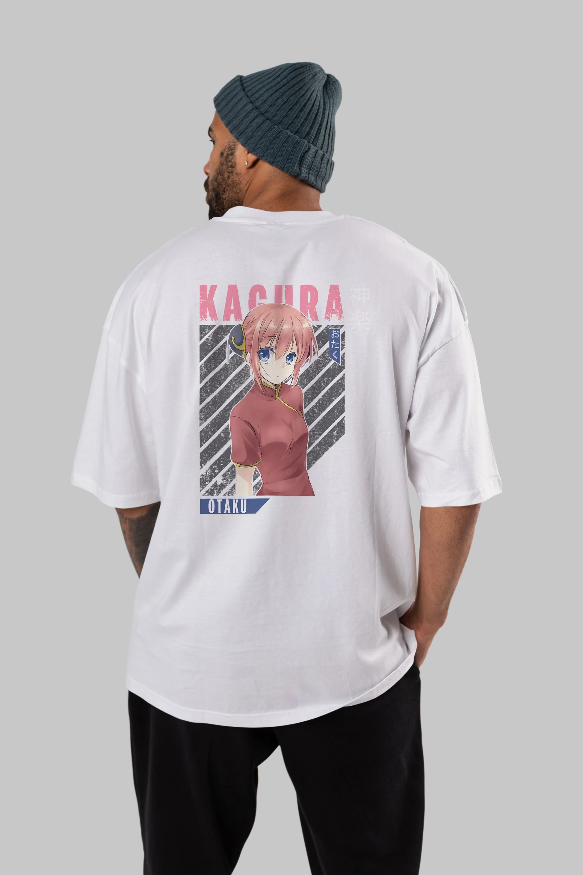 Kagura GINTAMA Anime Arka Baskılı Oversize t-shirt Erkek Kadın Unisex