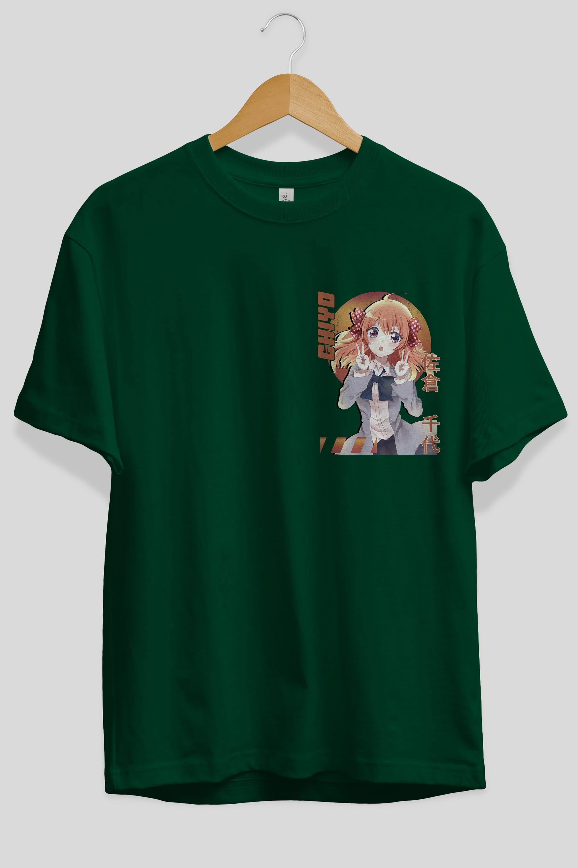 Chiyo Sakura 5 Ön Sol Baskılı Oversize t-shirt Erkek Kadın Unisex %100 Pamuk Bisiklet Yaka tişort