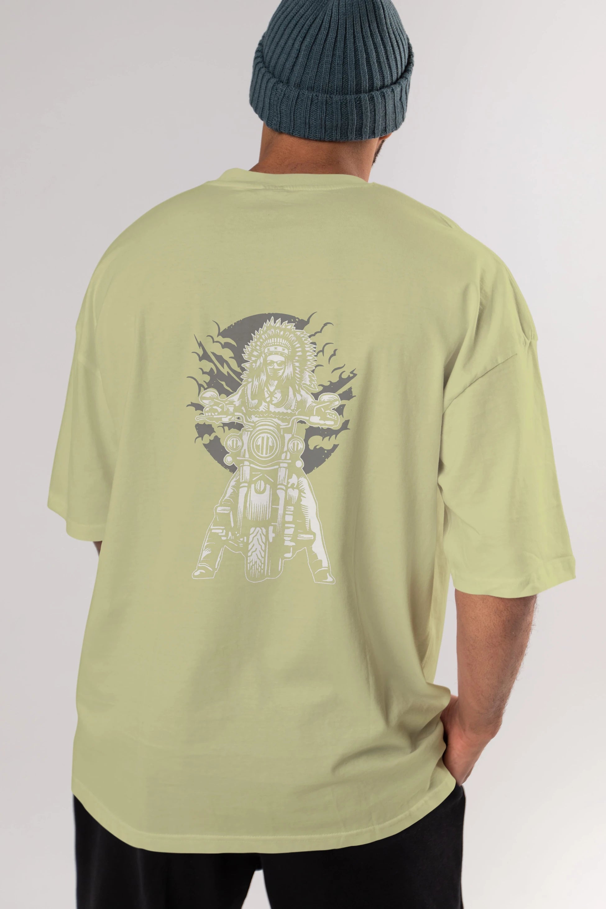 Indian Chief Motorcycle Arka Baskılı Oversize t-shirt Erkek Kadın Unisex %100 Pamuk