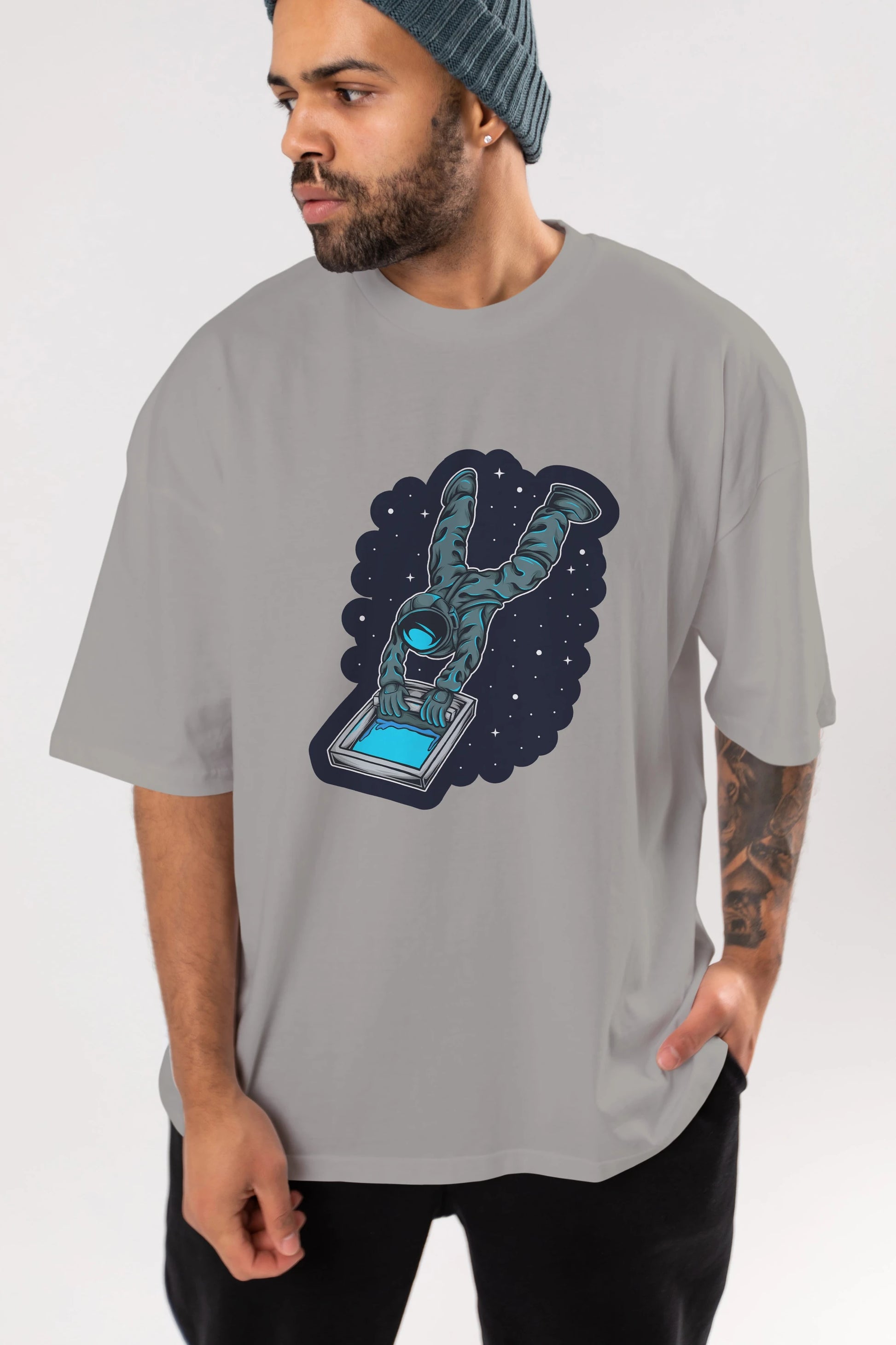 Astroscreen Sticker Ön Baskılı Oversize t-shirt Erkek Kadın Unisex