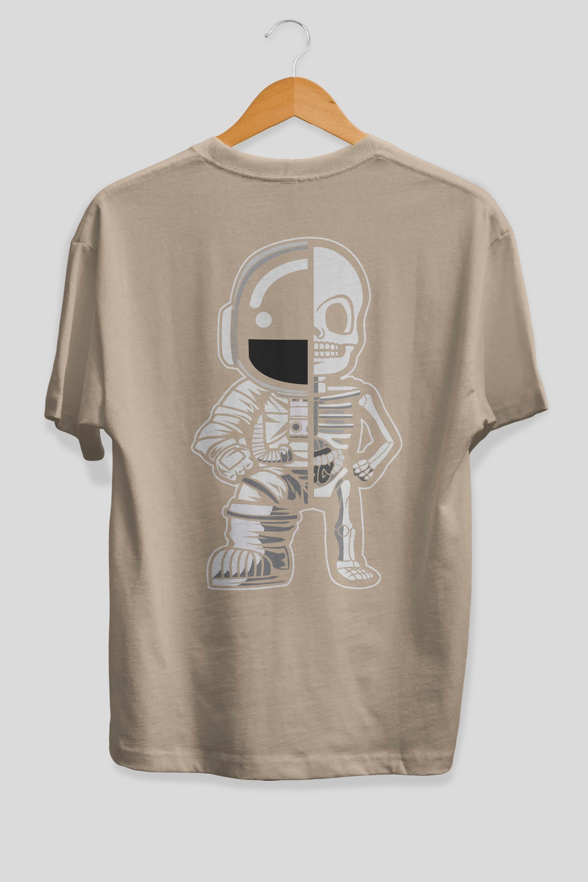 Astronaut Half Skeleton Arka Baskılı Oversize t-shirt Erkek Kadın Unisex