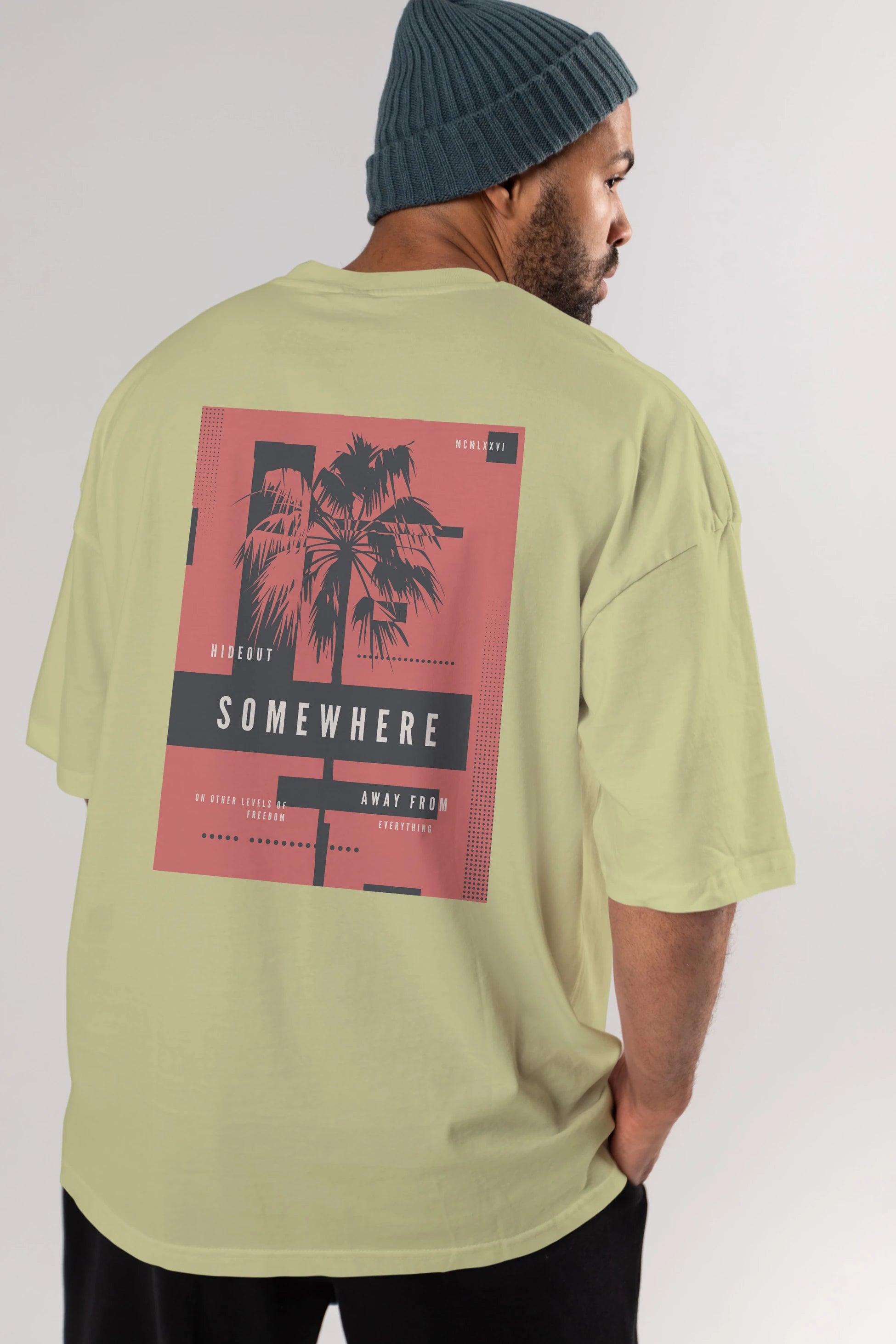 Hideout Somewhere Arka Baskılı Oversize t-shirt Erkek Kadın Unisex
