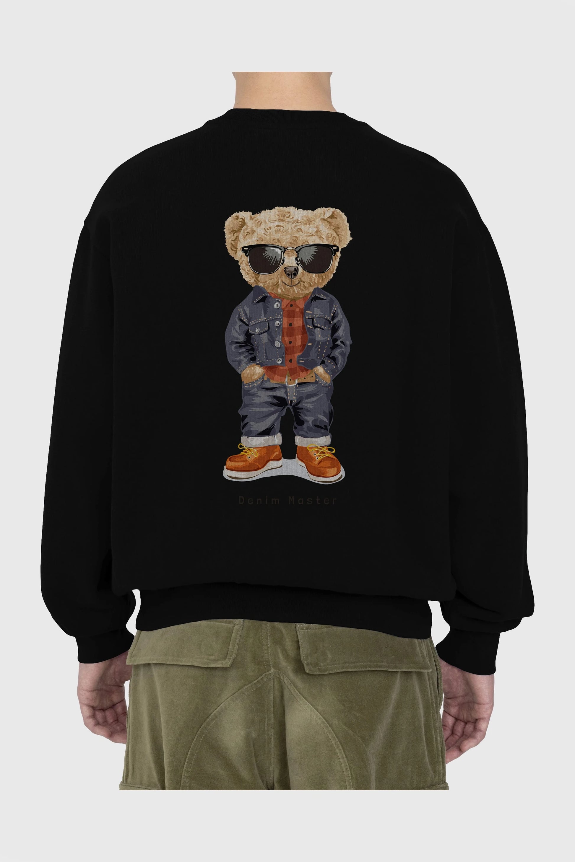 Teddy Bear Tarz Arka Baskılı Oversize Sweatshirt Erkek Kadın Unisex