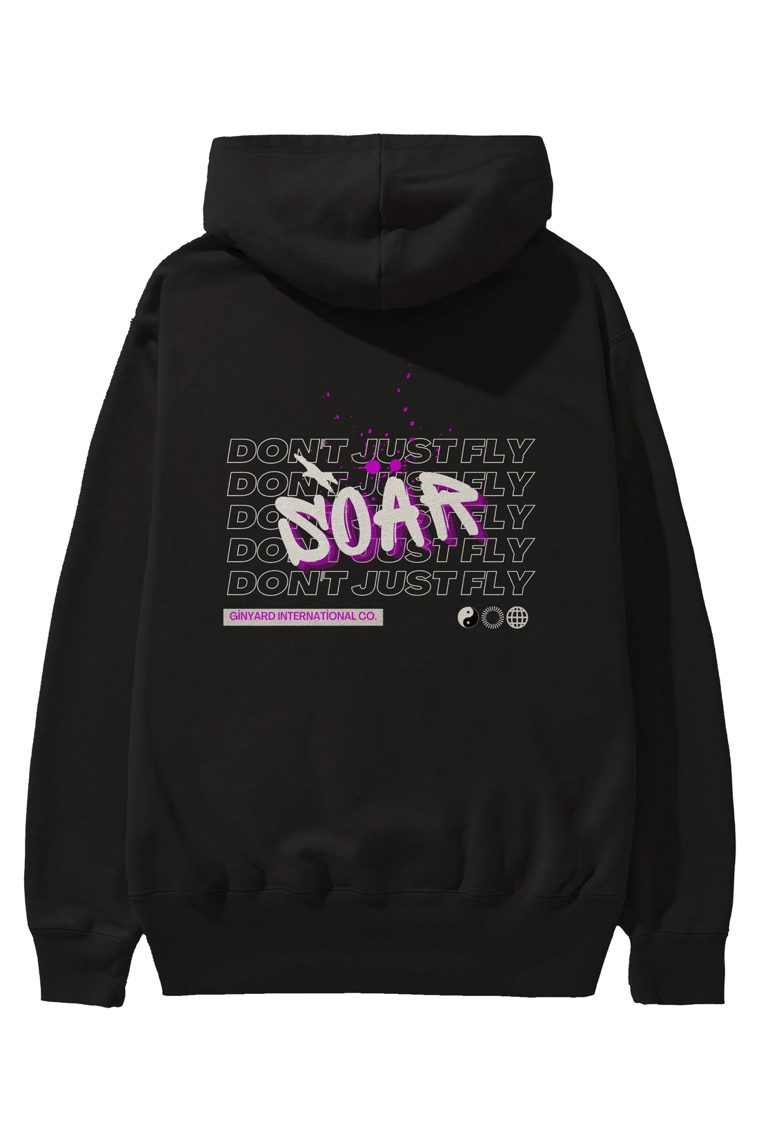 Soar Dont Just Fly Yazılı Arka Baskılı Oversize Hoodie Kapüşonlu Sweatshirt Erkek Kadın Unisex