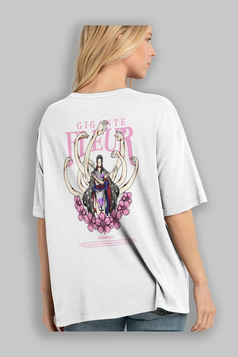 Gigante Fleur Anime Arka Baskılı Oversize t-shirt Erkek Kadın Unisex