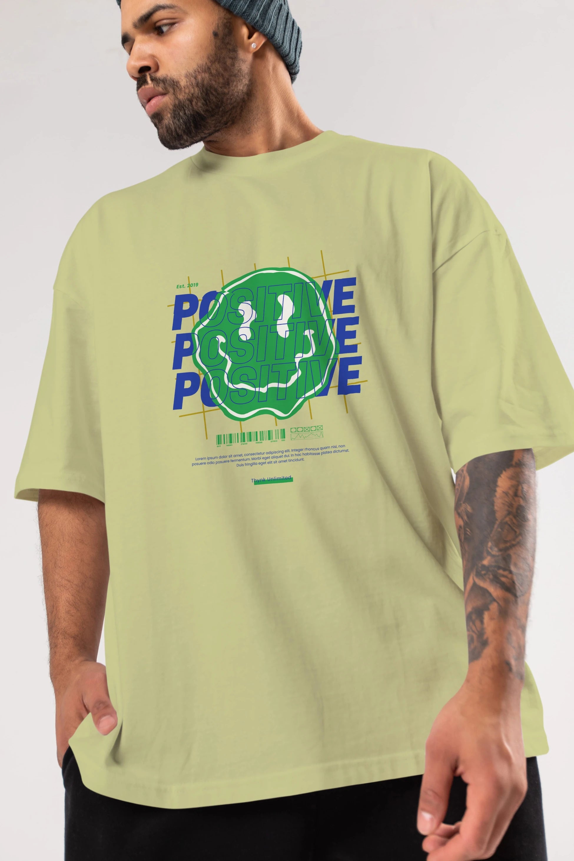 Positive 2 Ön Baskılı Oversize t-shirt Erkek Kadın Unisex