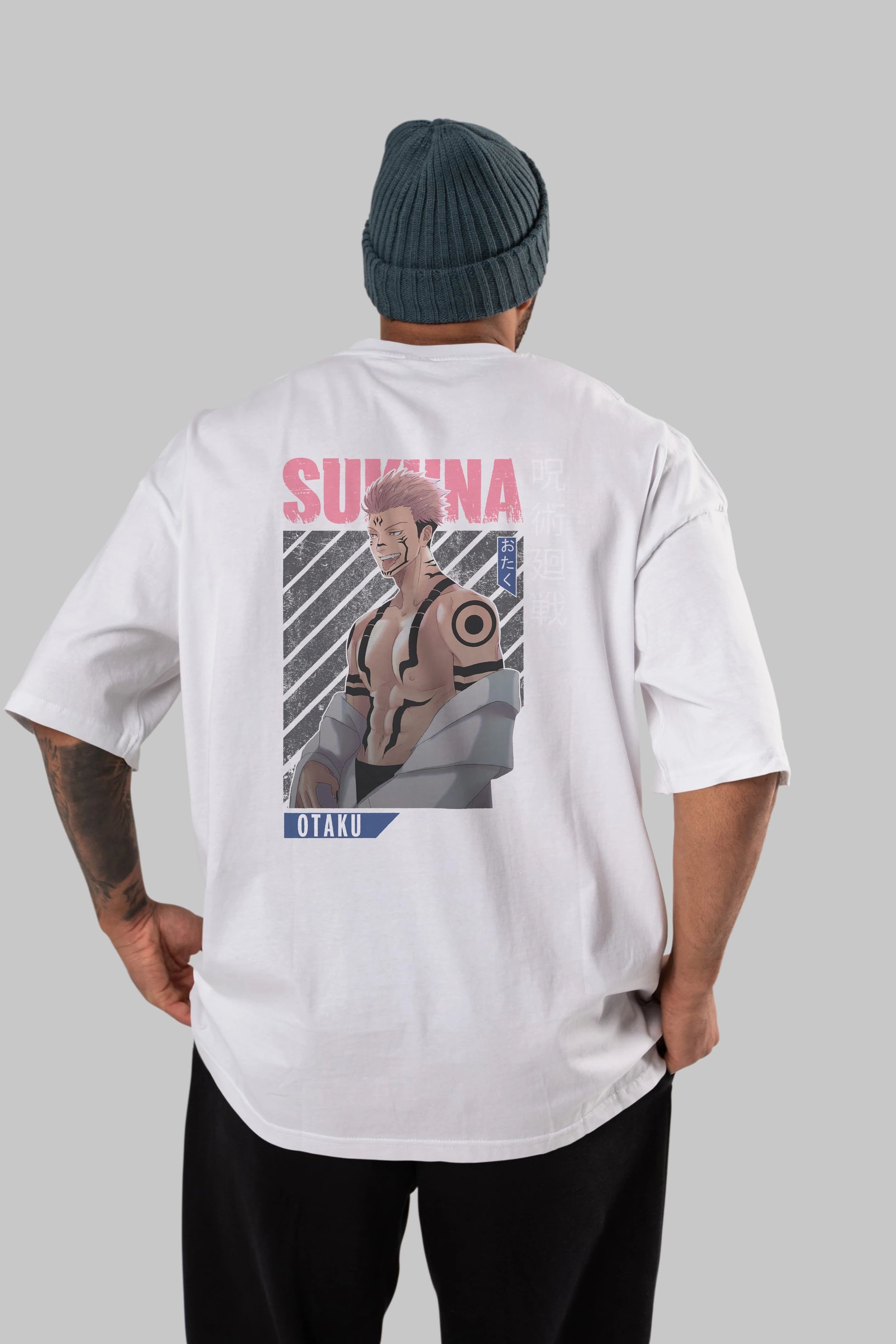 Sukuna Ryoumen Anime Arka Baskılı Oversize t-shirt Erkek Kadın Unisex