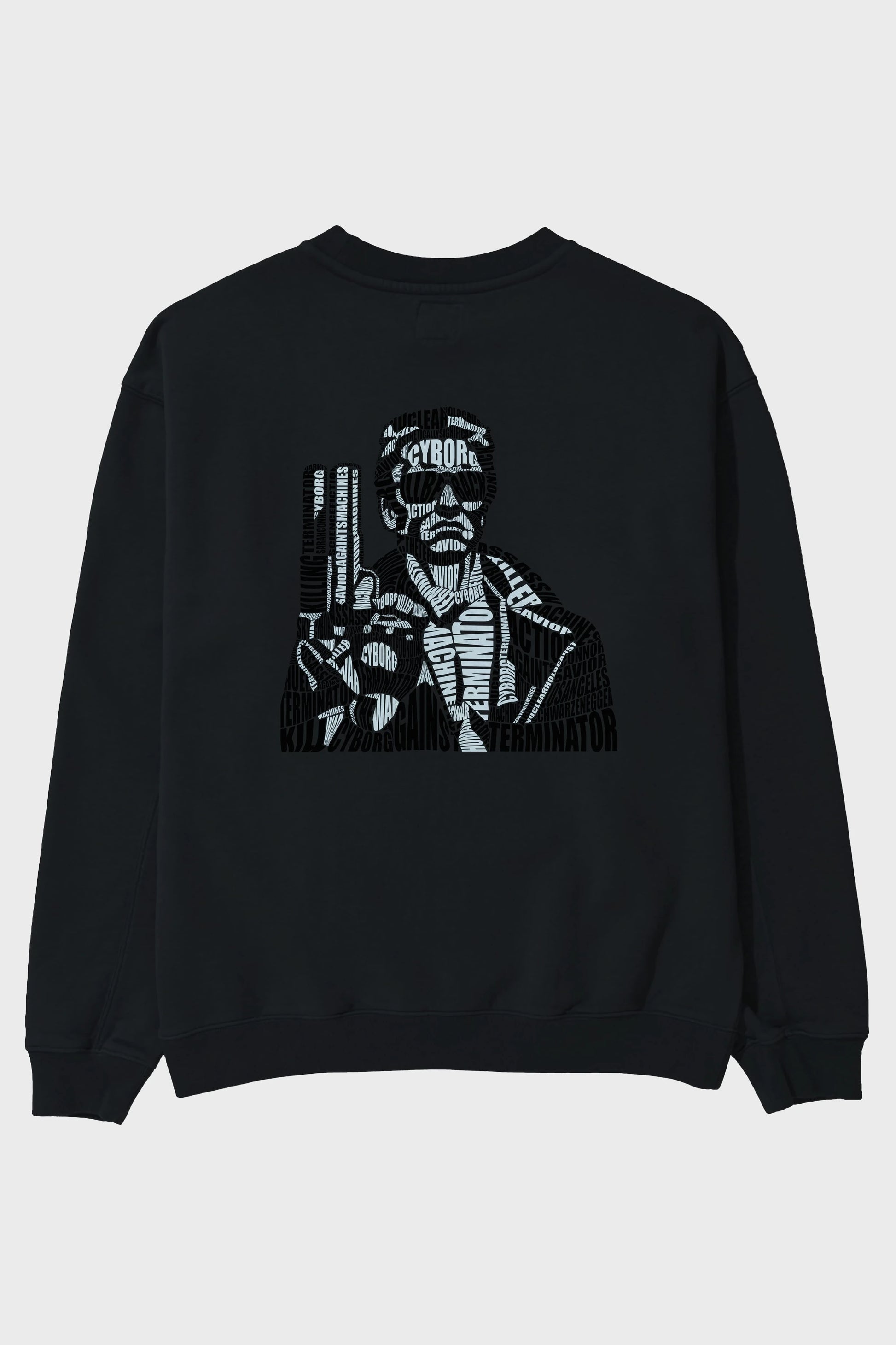 Terminator Calligram Arka Baskılı Oversize Sweatshirt Erkek Kadın Unisex