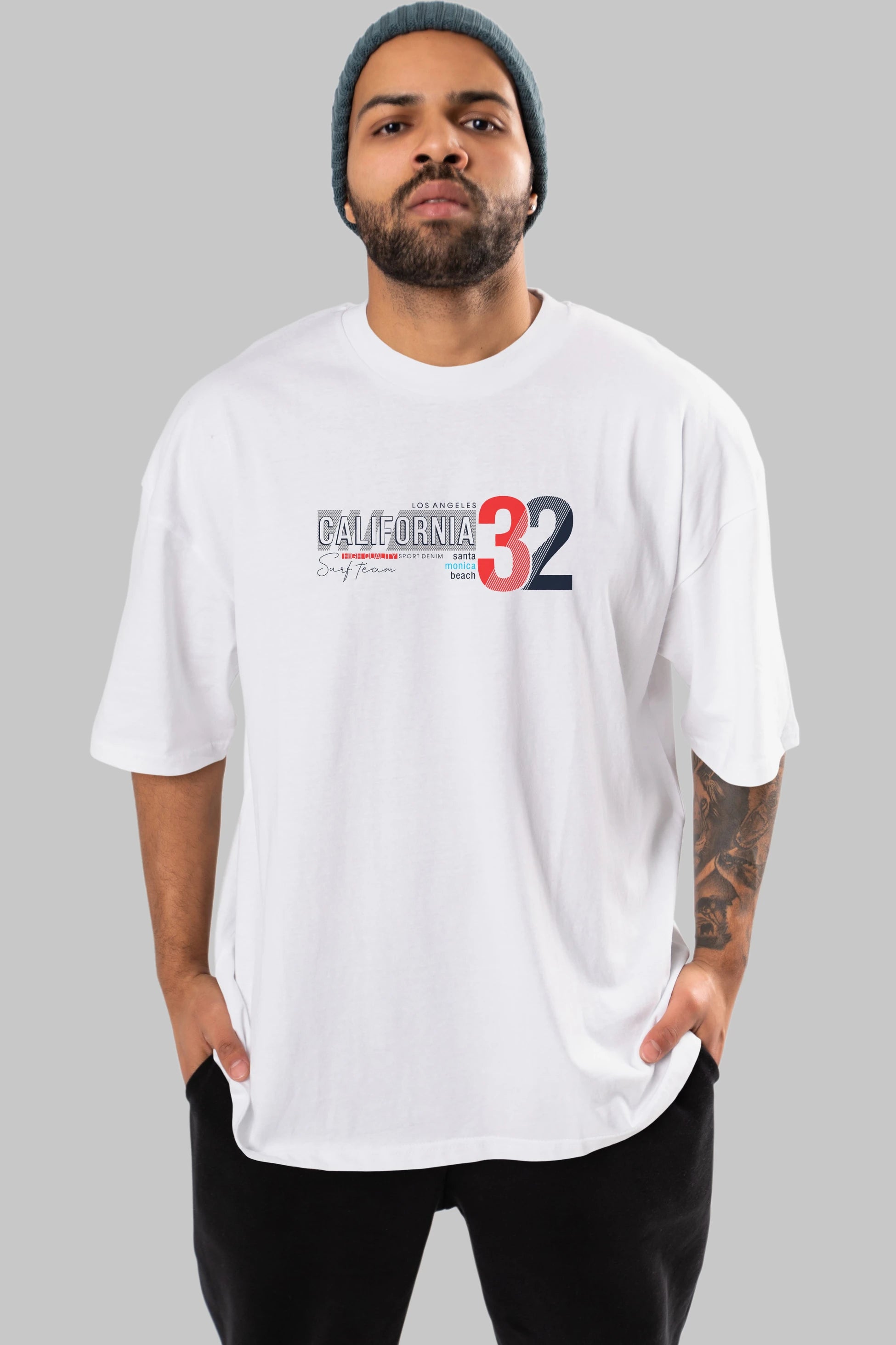 California 32 Ön Baskılı Oversize t-shirt Erkek Kadın Unisex