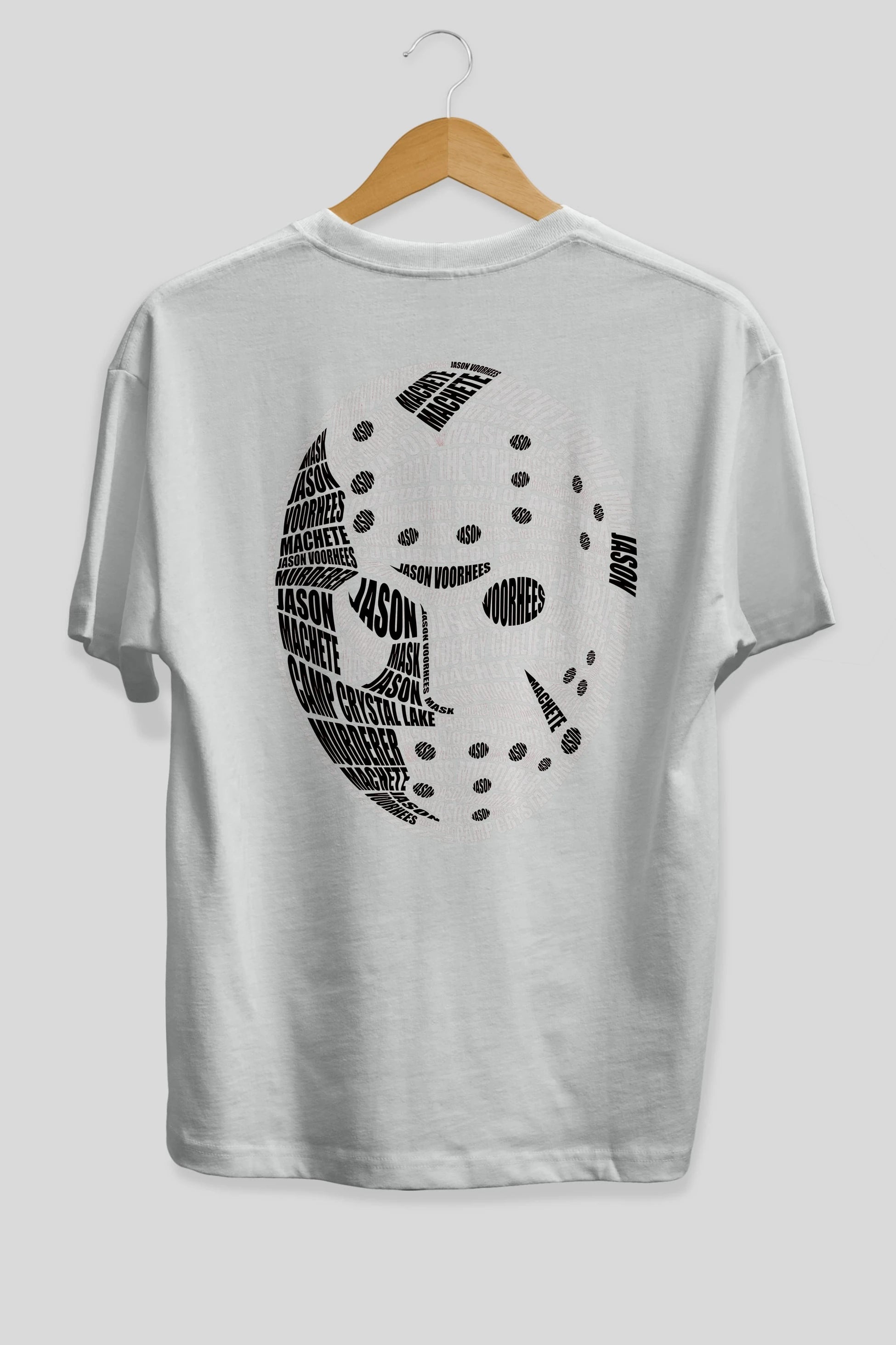Jason Voorhees Calligram Arka Baskılı Oversize t-shirt %100 pamuk Erkek Kadın Unisex