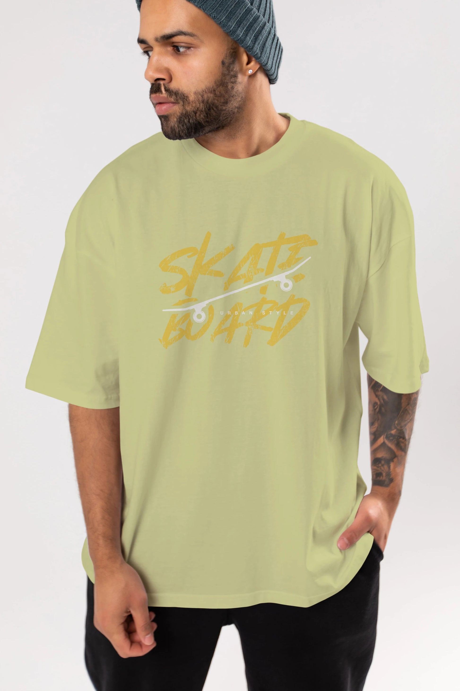 Skate Board Ön Baskılı Oversize t-shirt Erkek Kadın Unisex