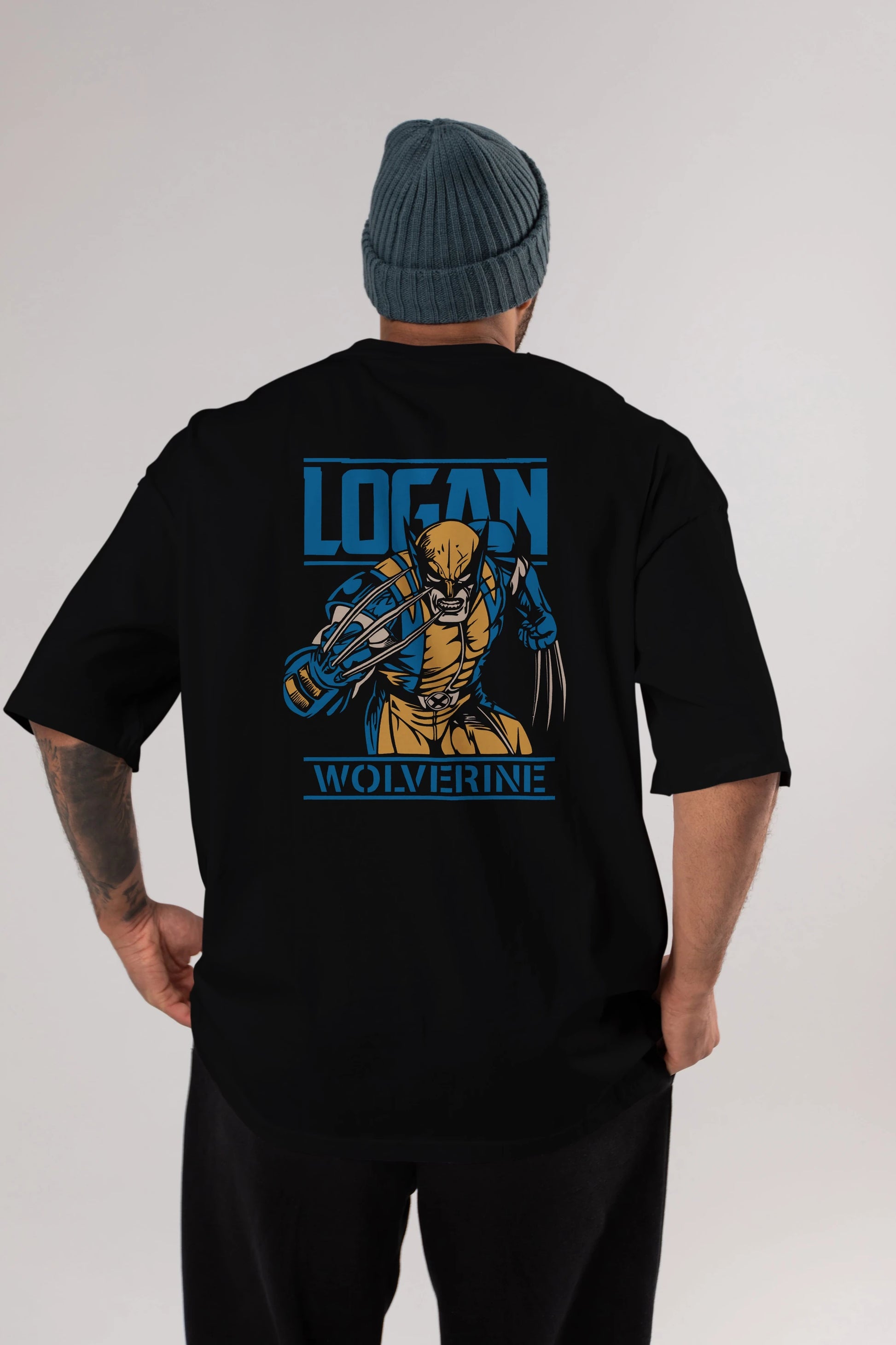 Wolverine Logan Arka Baskılı Oversize t-shirt Erkek Kadın Unisex %100 Pamuk Bisiklet Yaka tişort