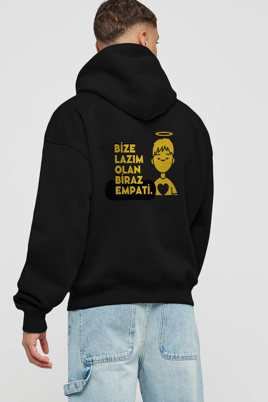 Bize Lazım Olan Biraz Empati Arka Baskılı Oversize Hoodie Kapüşonlu Sweatshirt Erkek Kadın Unisex