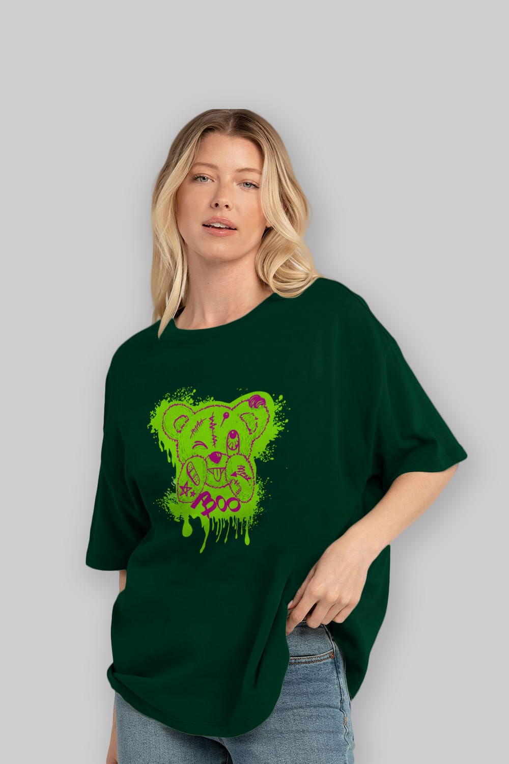 Boo  Bear Ön Baskılı Oversize t-shirt Erkek Kadın Unisex