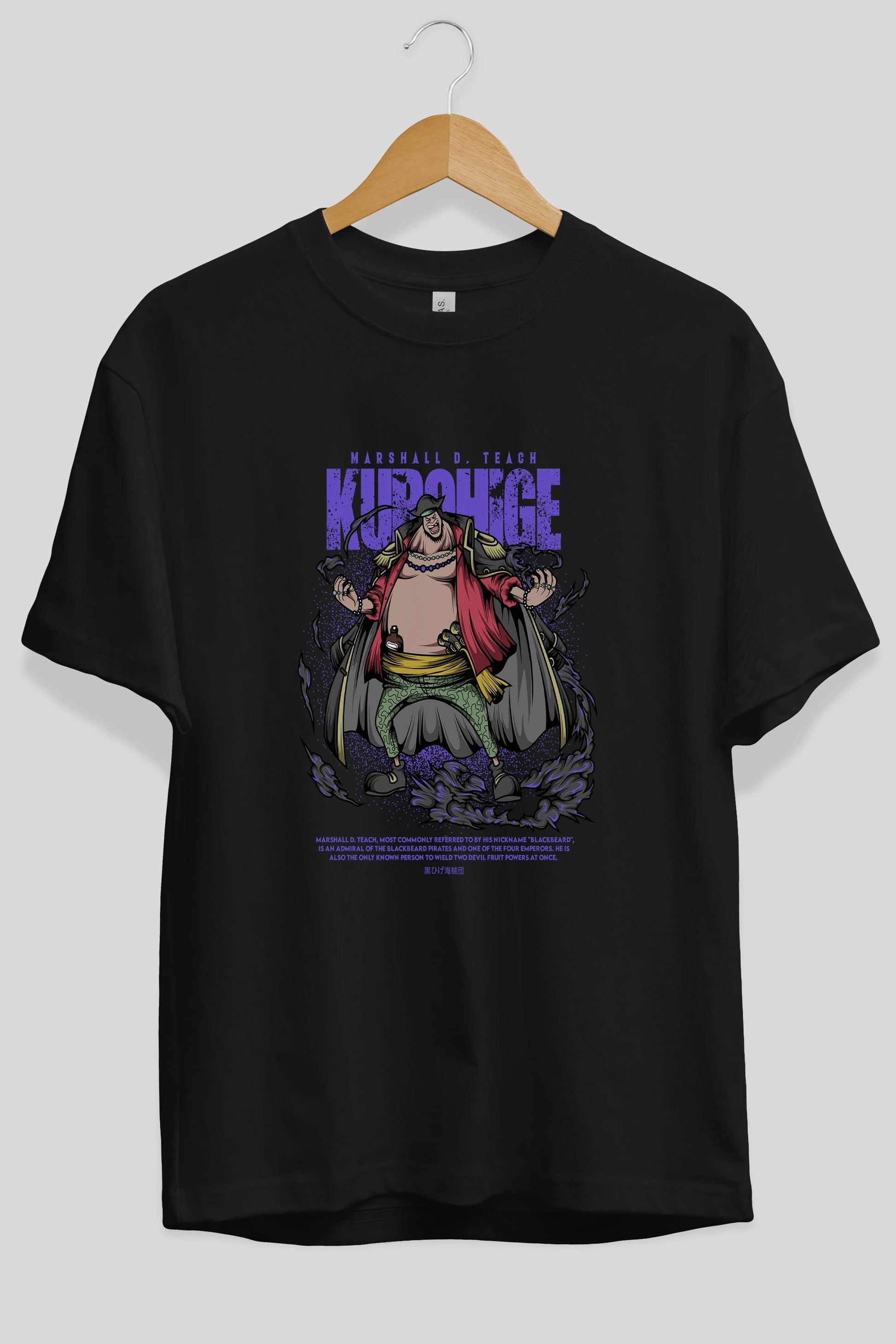 Marshall D. Teach Anime Ön Baskılı Oversize t-shirt %100 pamuk Erkek Kadın Unisex