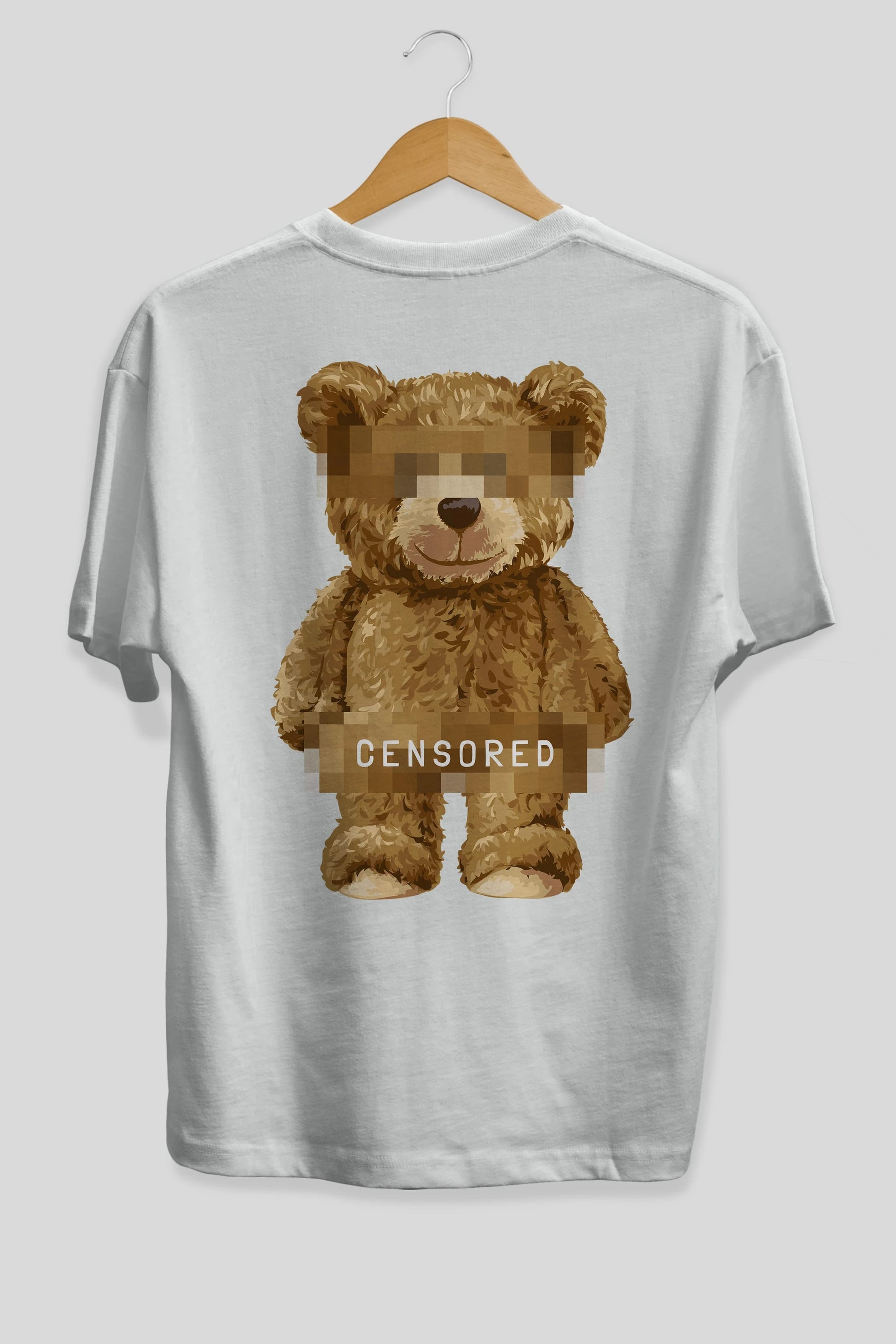 Teddy Bear Censored Arka Baskılı Oversize t-shirt Erkek Kadın Unisex %100 Pamuk