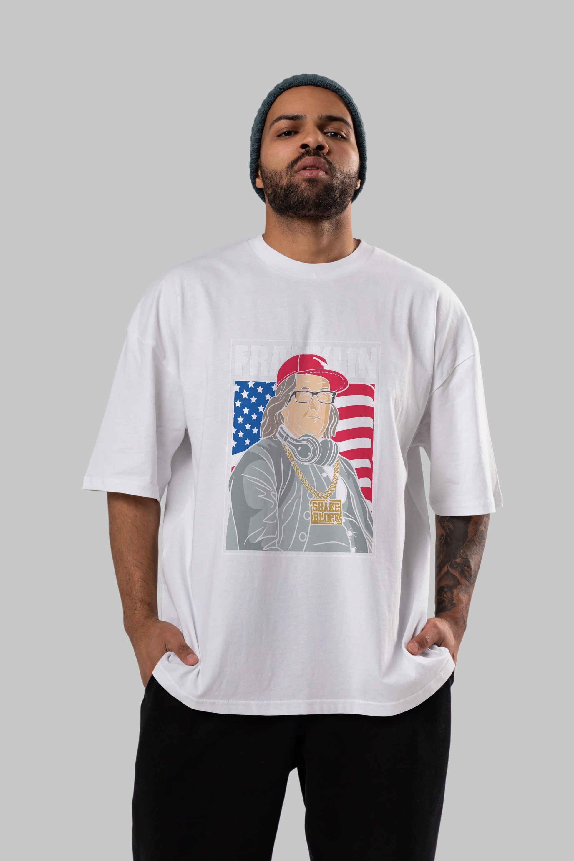 Franklin Rapper Ön Baskılı Oversize t-shirt Erkek Kadın Unisex %100 Pamuk tişort