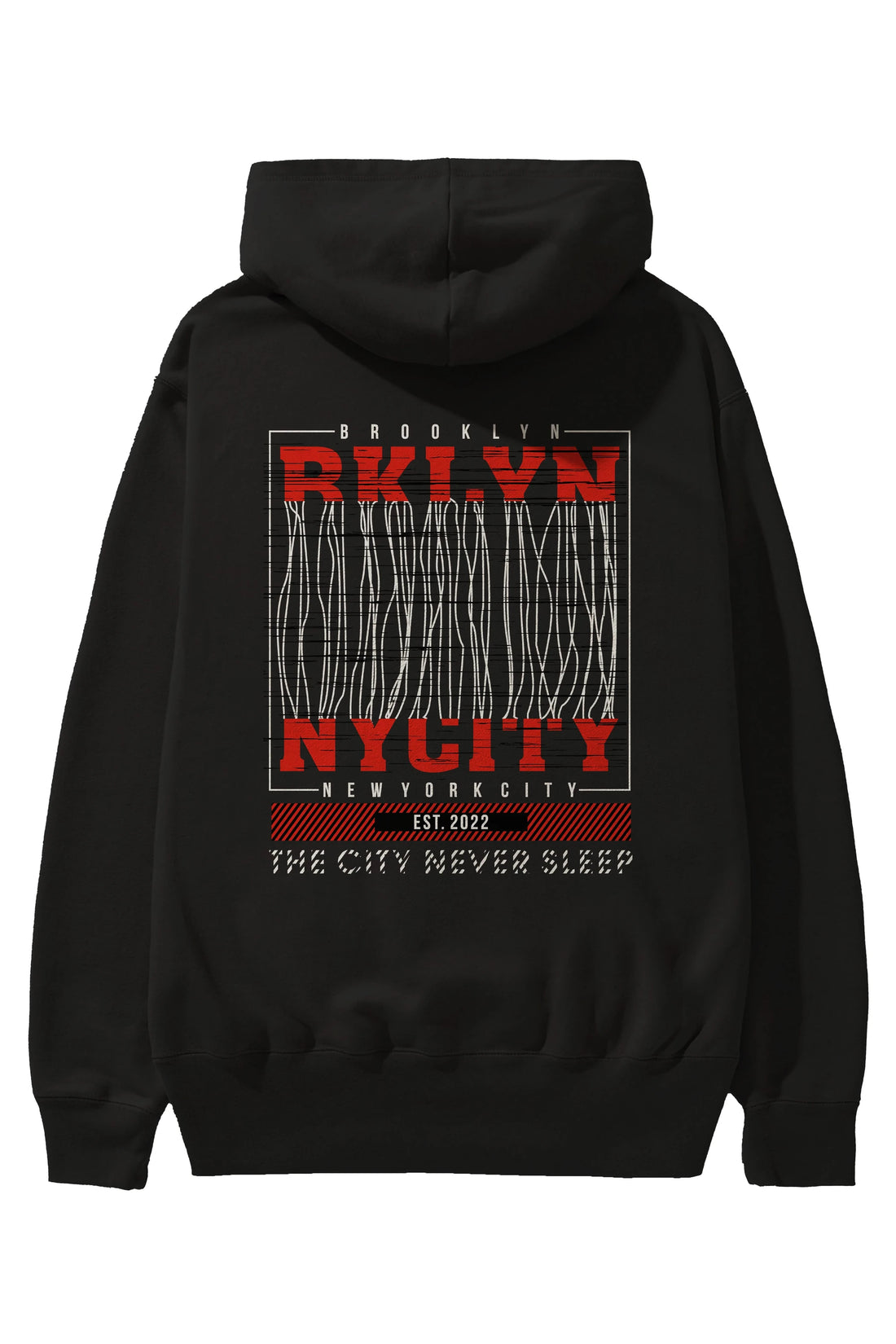 Brooklyn New York City Arka Baskılı Hoodie Oversize Kapüşonlu Sweatshirt Erkek Kadın Unisex