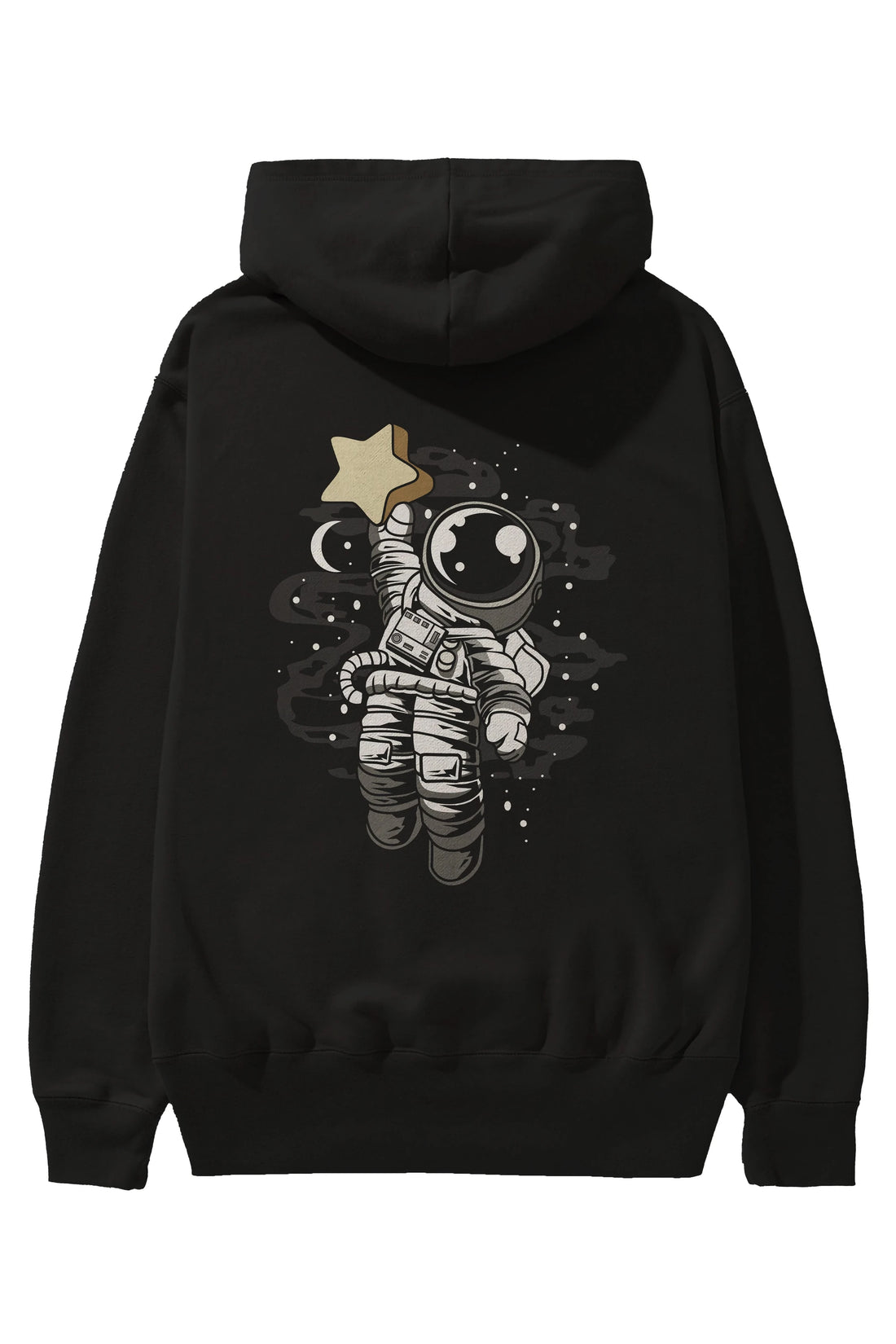 Astronaut Reach The Star Arka Baskılı Hoodie Oversize Kapüşonlu Sweatshirt Erkek Kadın Unisex