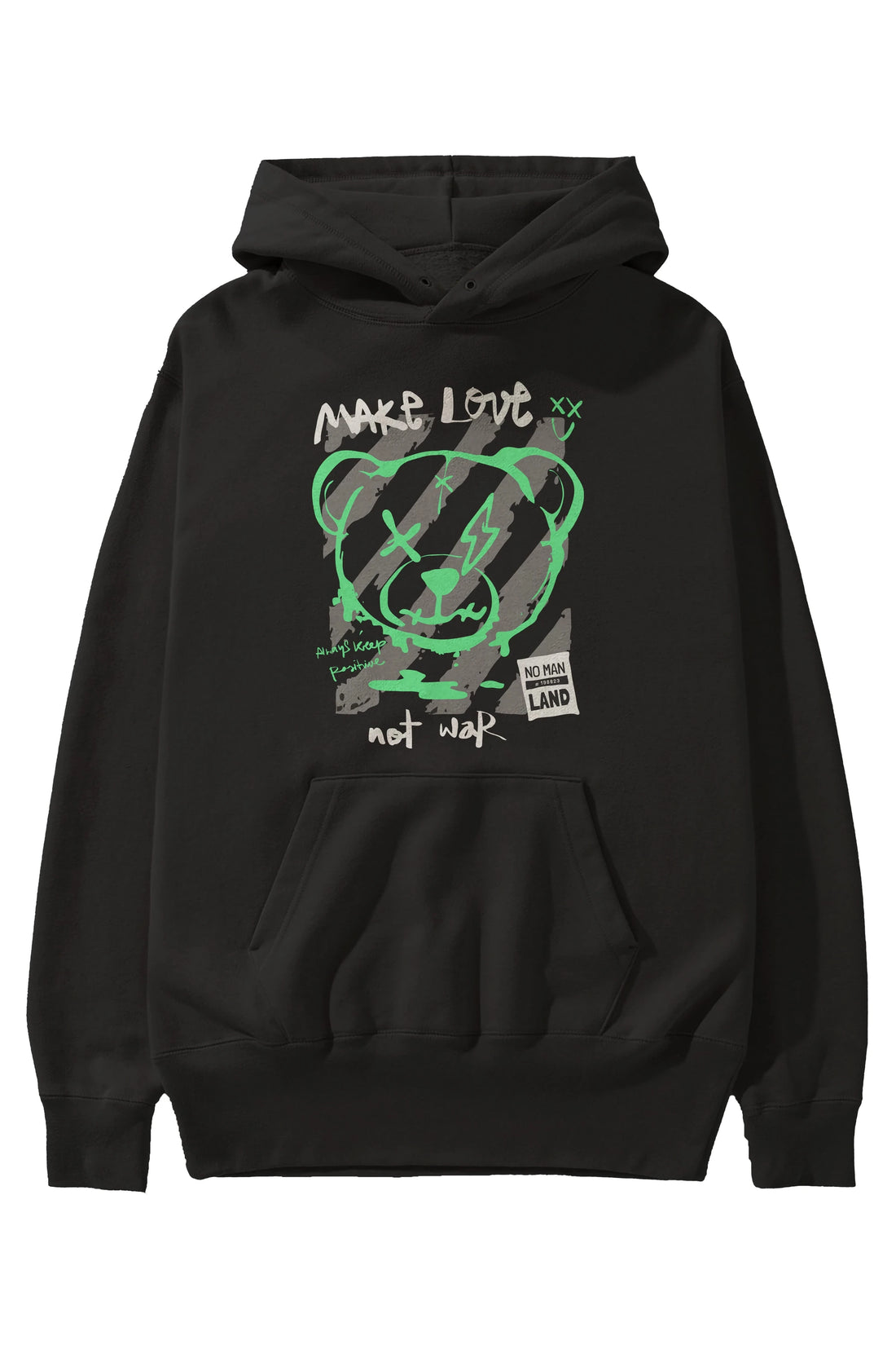 Make Love Bear Ön Baskılı Hoodie Oversize Kapüşonlu Sweatshirt Erkek Kadın Unisex