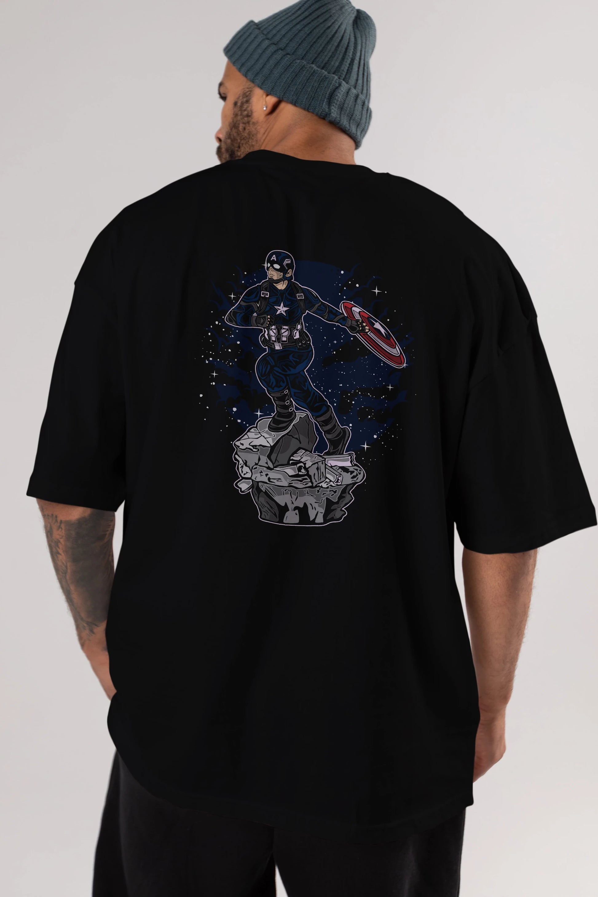 CAPTAIN AMERICA Arka Baskılı Oversize t-shirt Erkek Kadın Unisex %100 Pamuk