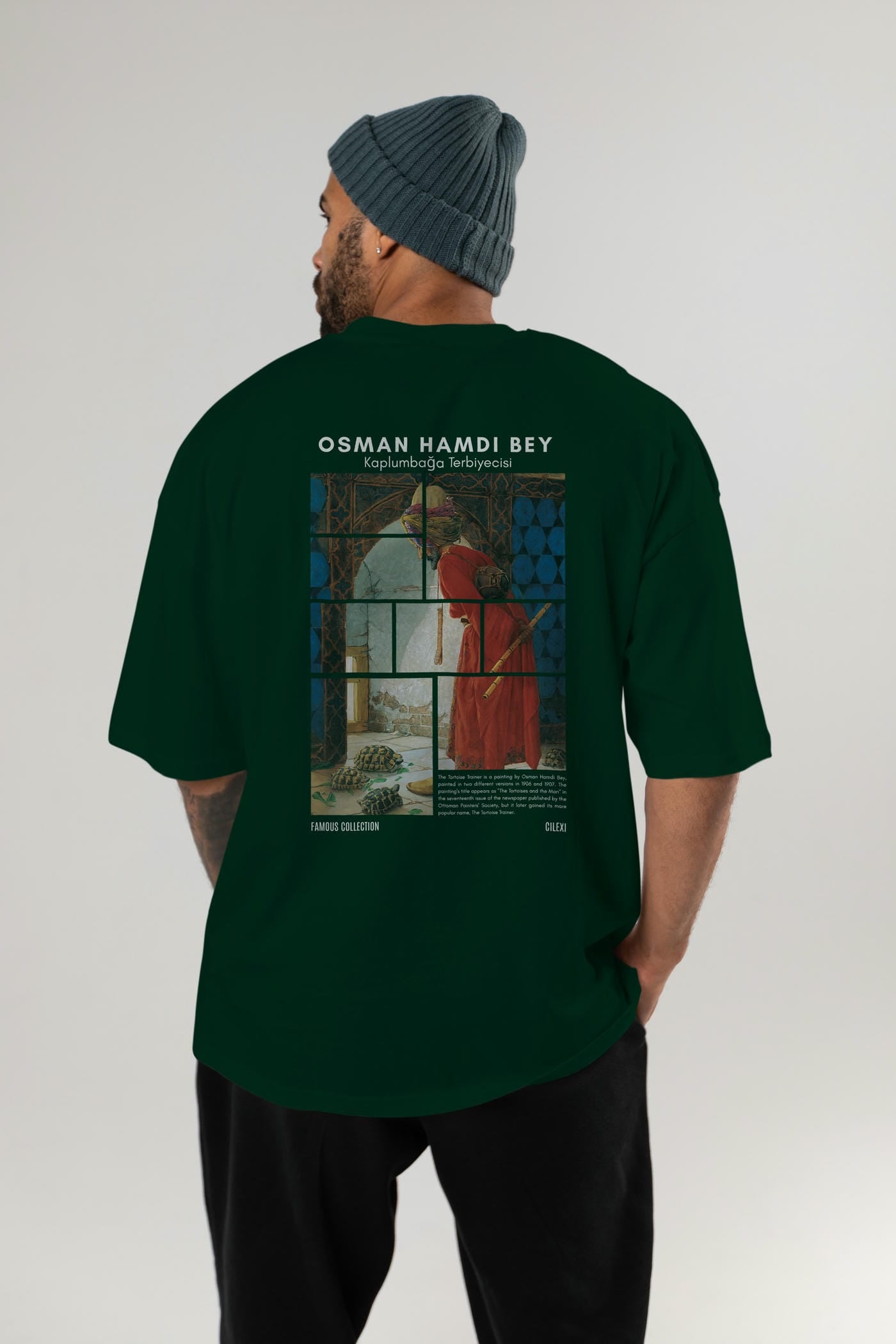 Osman Hamdi Bey Arka Baskılı Oversize t-shirt Erkek Kadın Bisiklet Yaka Pamuk tişort
