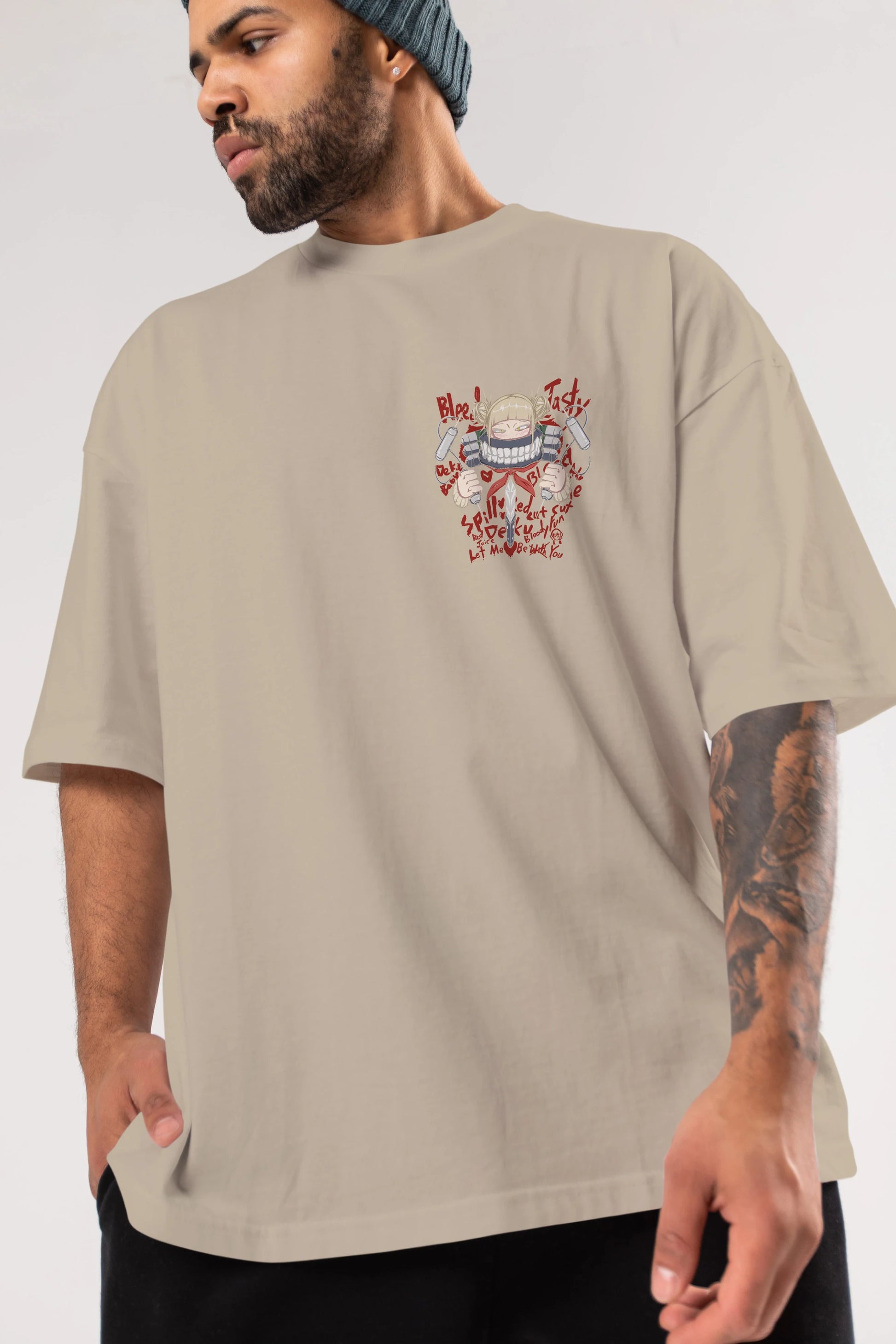 Himiko Toga 1 Ön Sol Baskılı Oversize t-shirt Erkek Kadın Unisex %100 Pamuk Bisiklet Yaka tişort