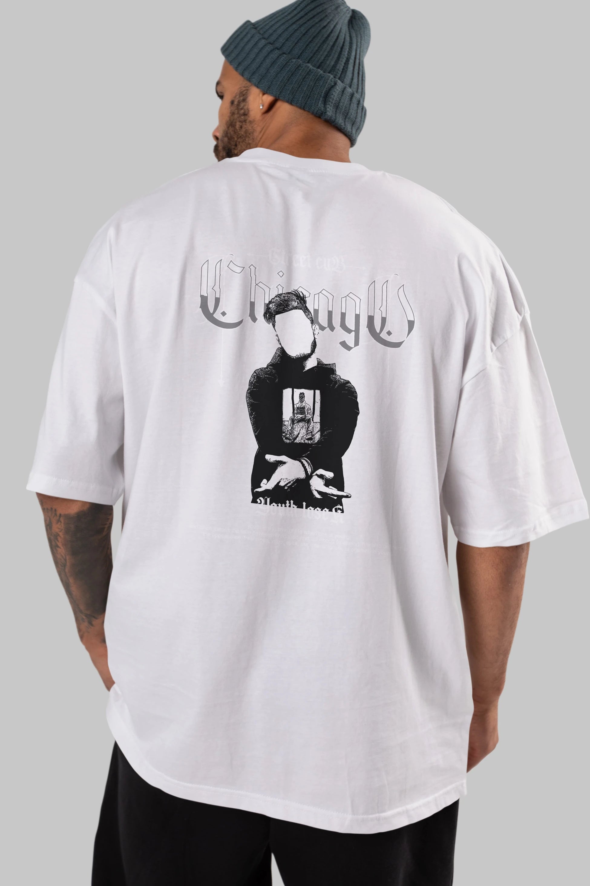 Chicago Street Club Arka Baskılı Oversize t-shirt Erkek Kadın Unisex
