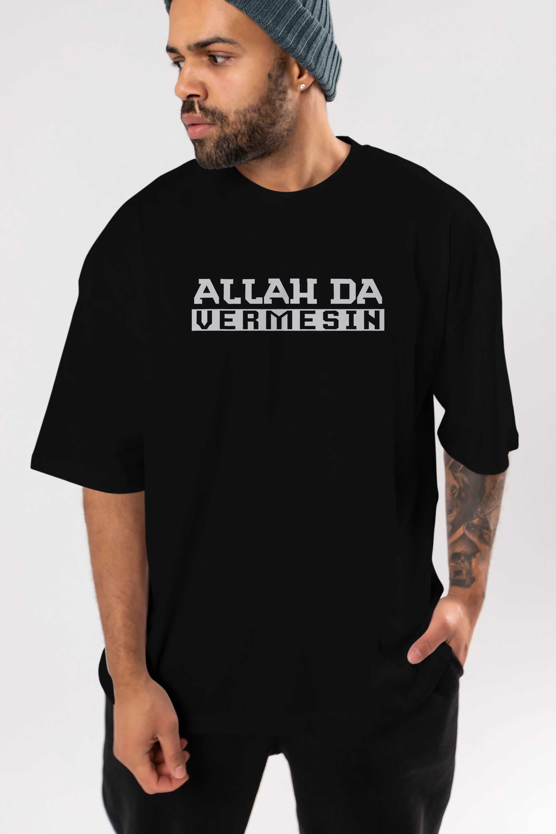 Allah De Vermesin Ön Baskılı Oversize t-shirt %100 pamuk Erkek Kadın Unisex
