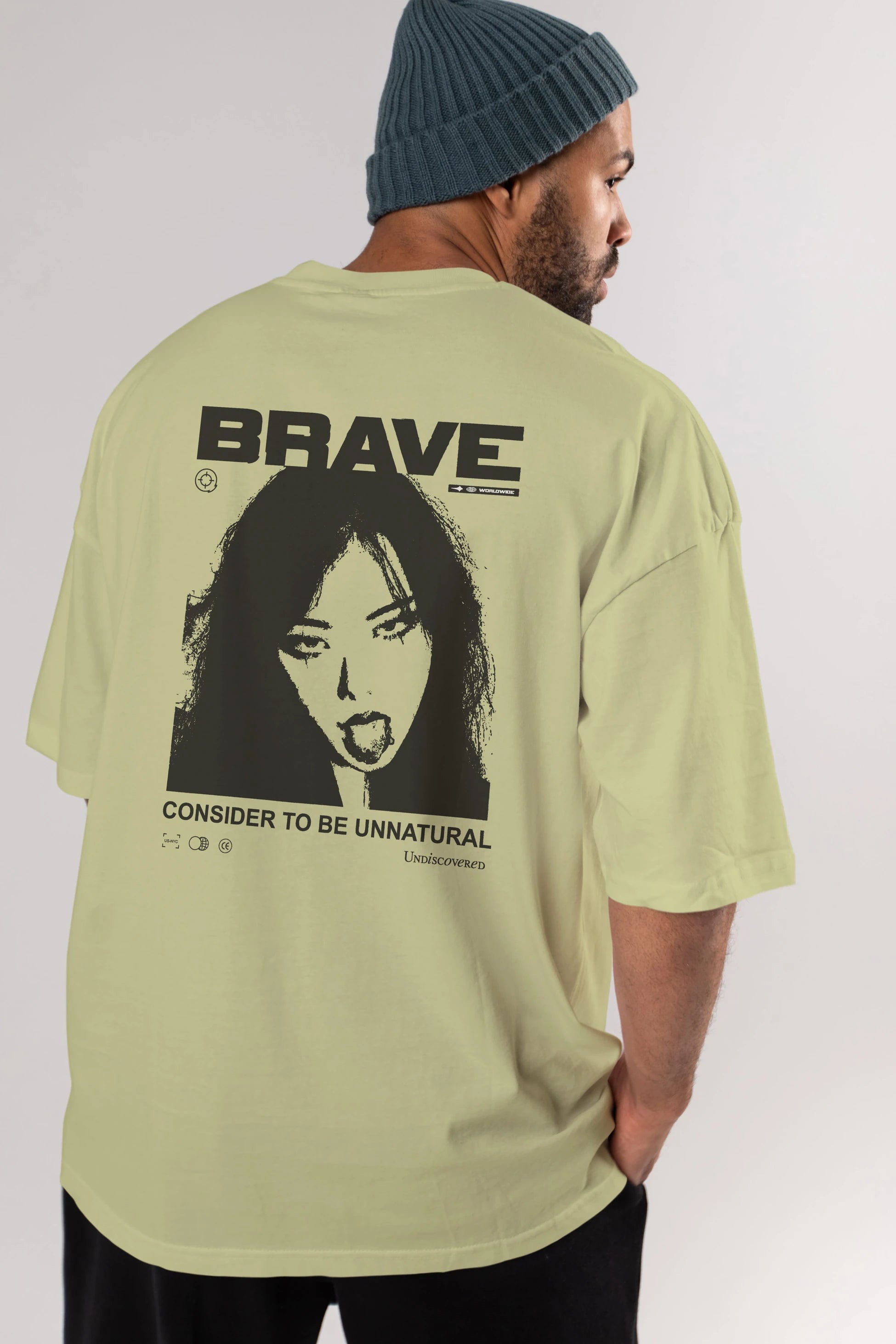 Brave Arka Baskılı Oversize t-shirt Erkek Kadın Unisex