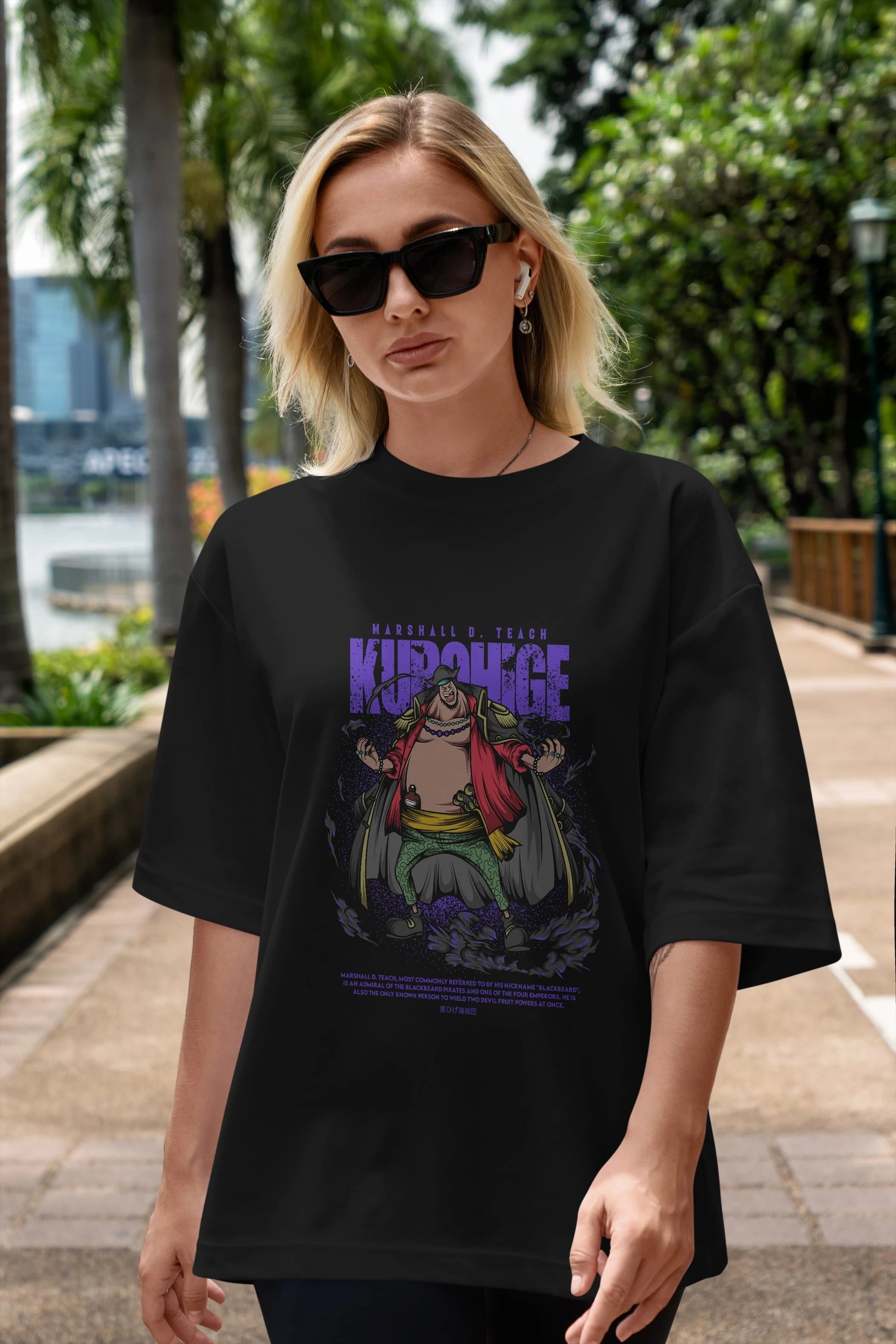 Marshall D. Teach Anime Ön Baskılı Oversize t-shirt %100 pamuk Erkek Kadın Unisex