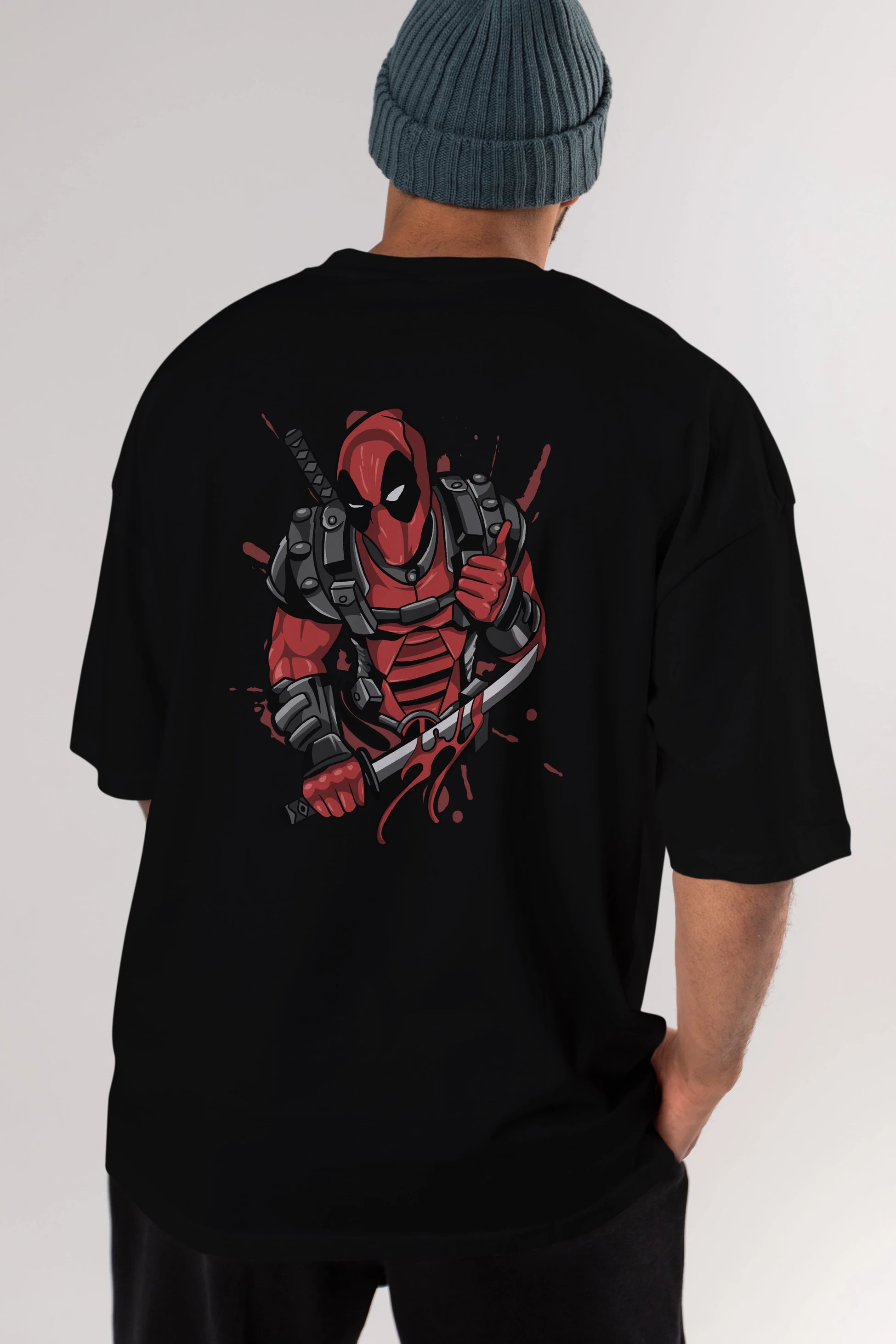Deadpool (12) Arka Baskılı Oversize t-shirt Erkek Kadın Unisex %100 Pamuk Bisiklet Yaka tişort