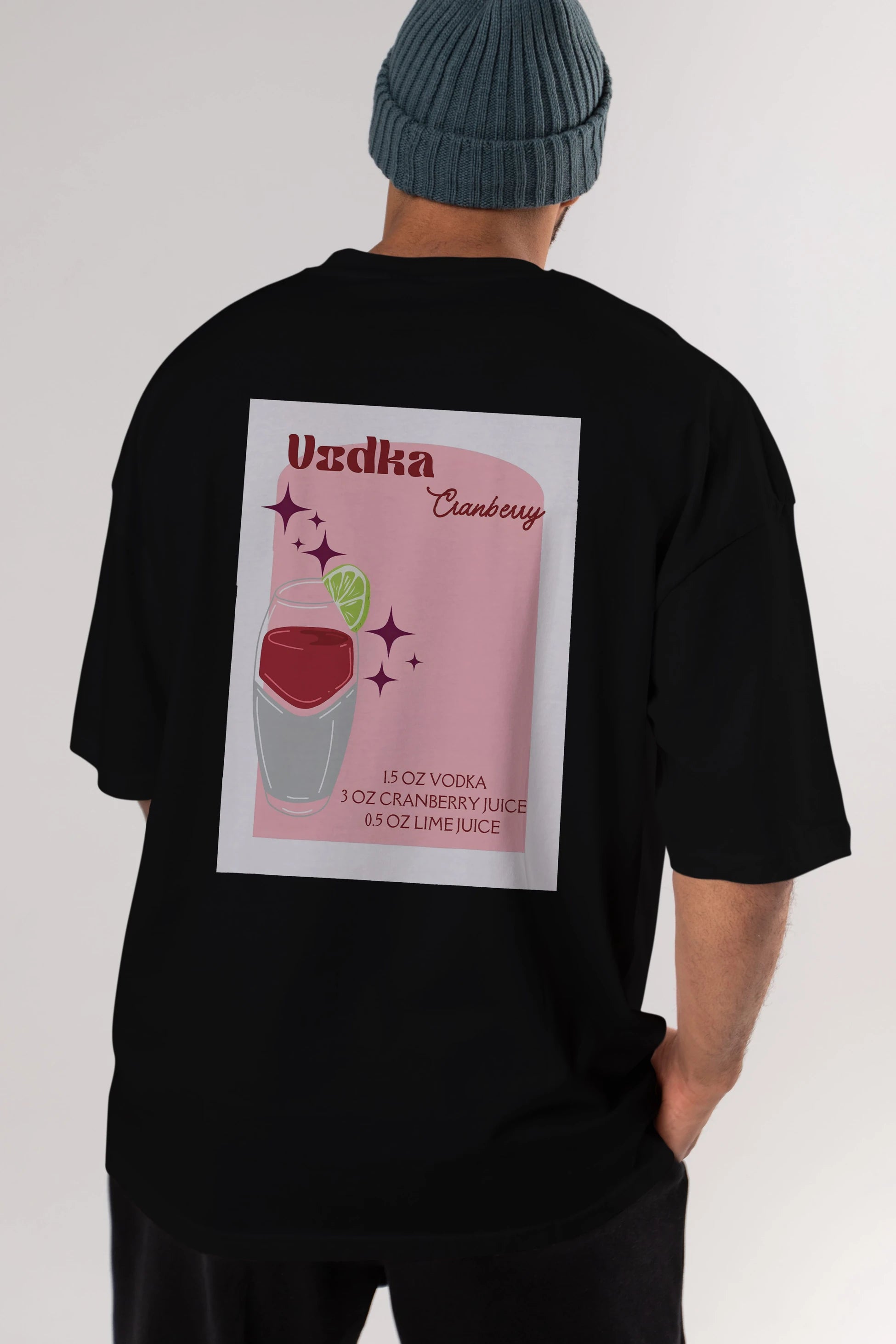 Vodka Cranberry 2 Arka Baskılı Oversize t-shirt Erkek Kadın Unisex %100 Pamuk Bisiklet Yaka tişort