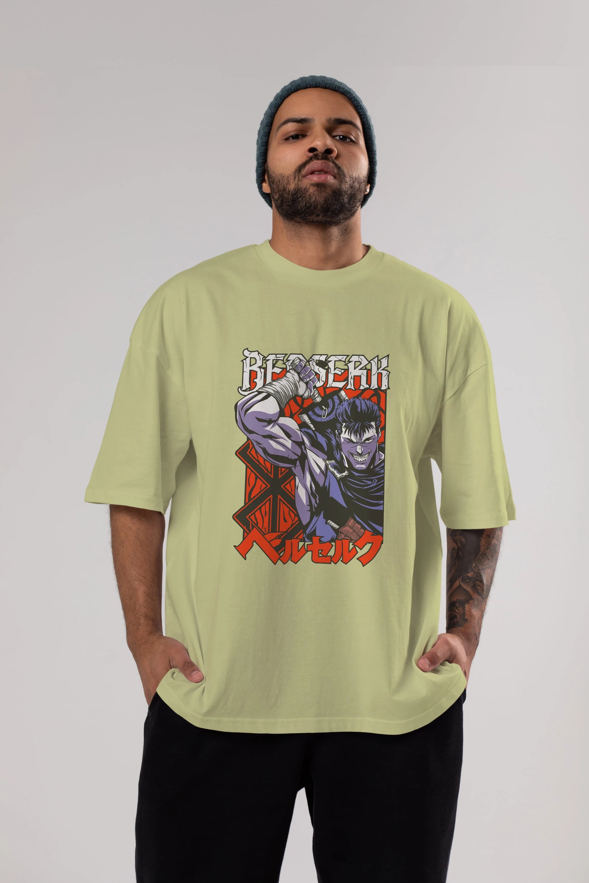 GUTS berserk Anime Ön Baskılı Oversize t-shirt %100 pamuk Erkek Kadın Unisex