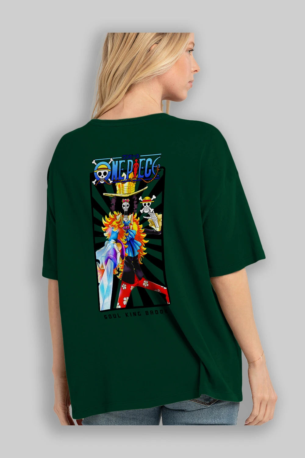 Brook Anime Arka Baskılı Oversize t-shirt Erkek Kadın Unisex %100 pamuk tişort
