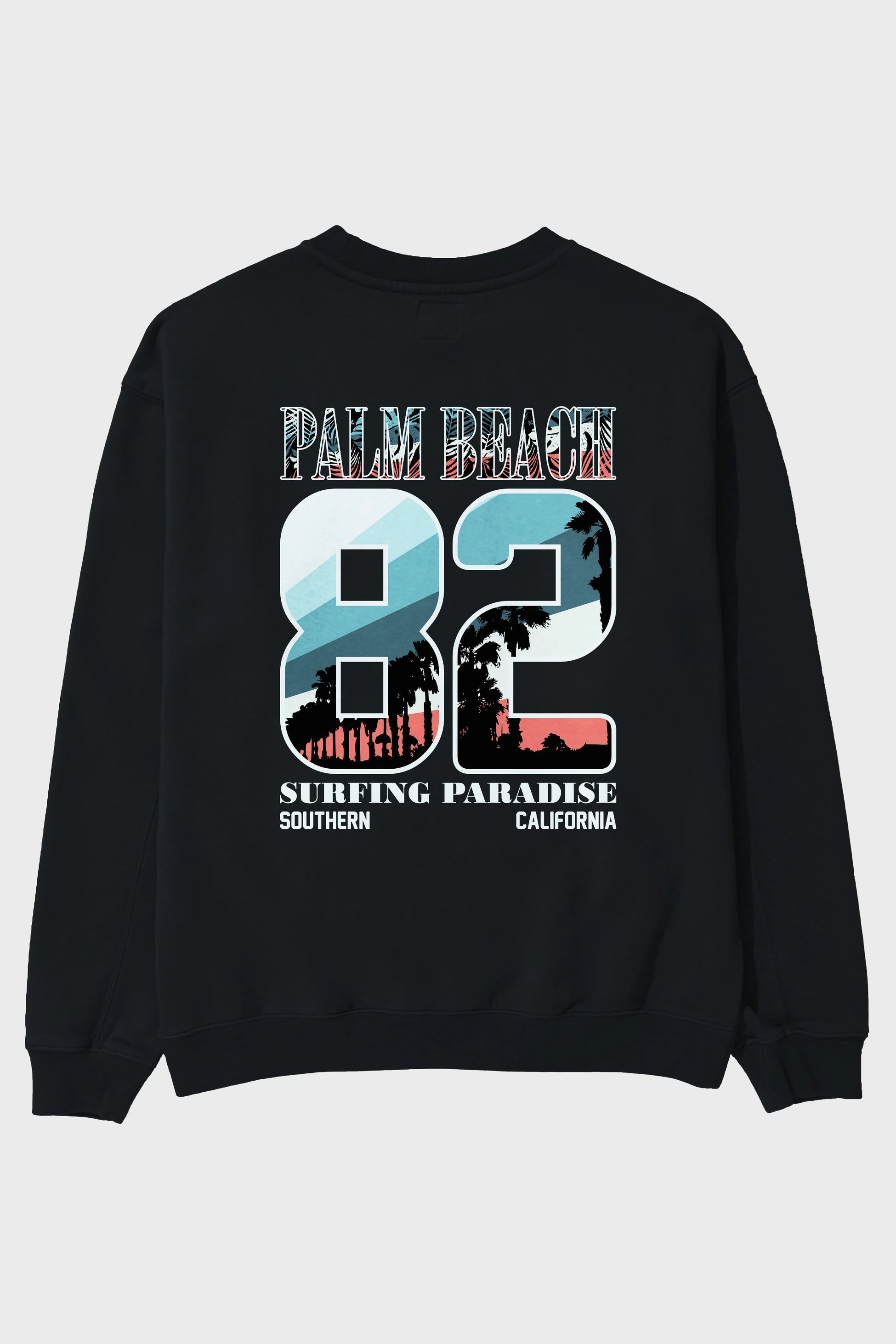 Palm Beach 82 Arka Baskılı Oversize Sweatshirt Erkek Kadın Unisex
