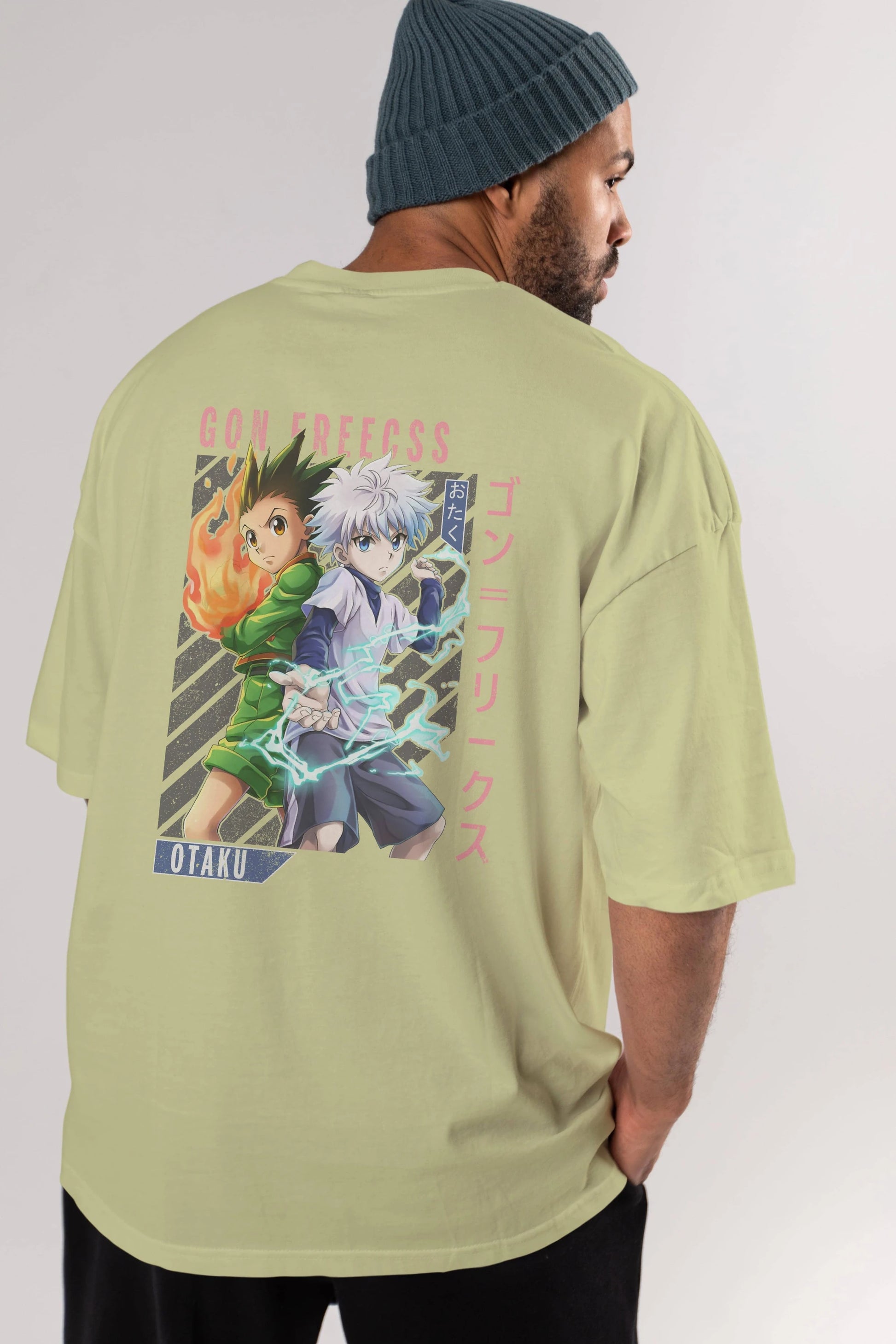Gon Freecss HUNTER X HUNTER 1 Anime Arka Baskılı Oversize t-shirt Erkek Kadın Unisex