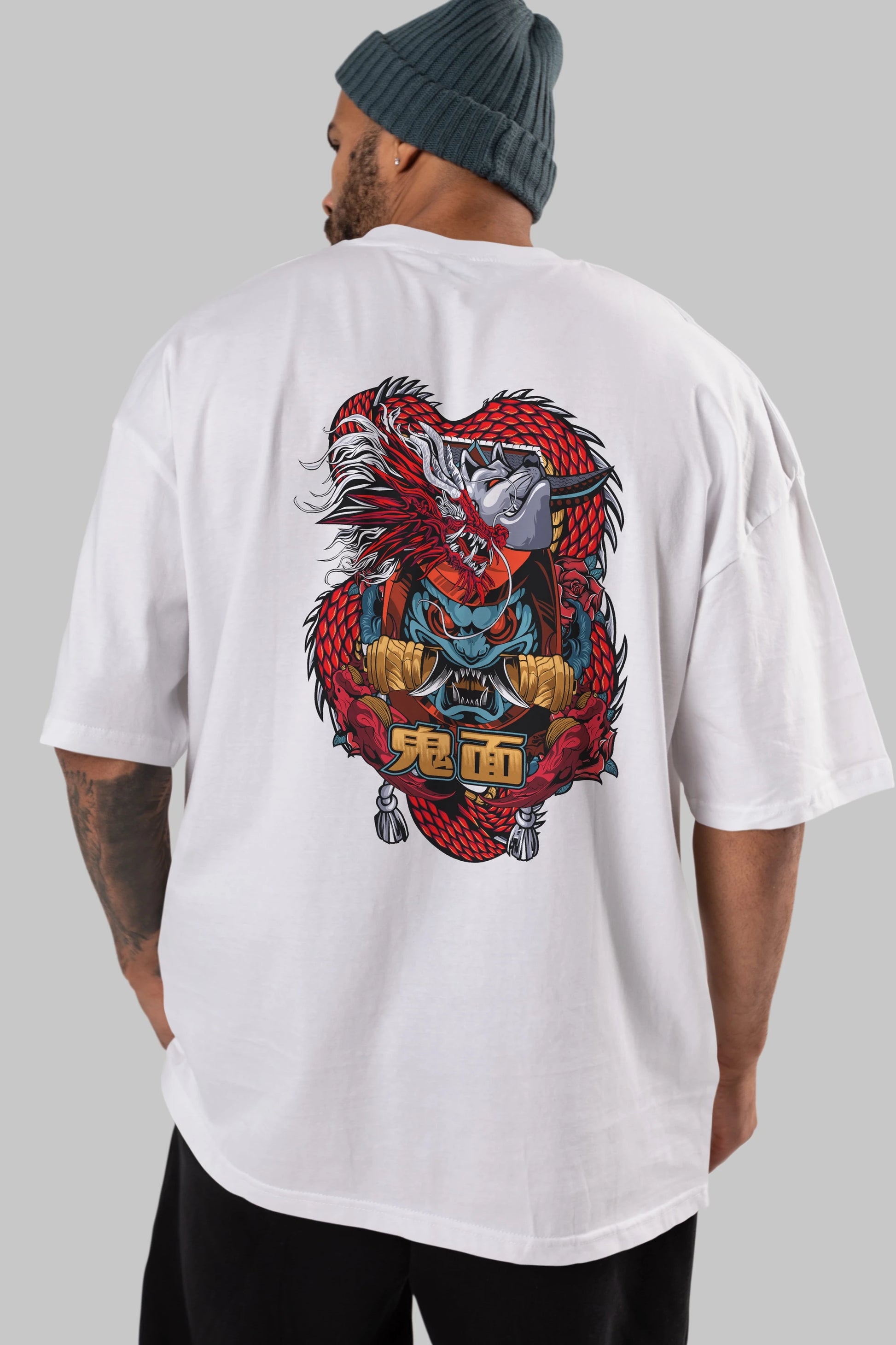 TRIBAL Anime Arka Baskılı Oversize t-shirt Erkek Kadın Unisex