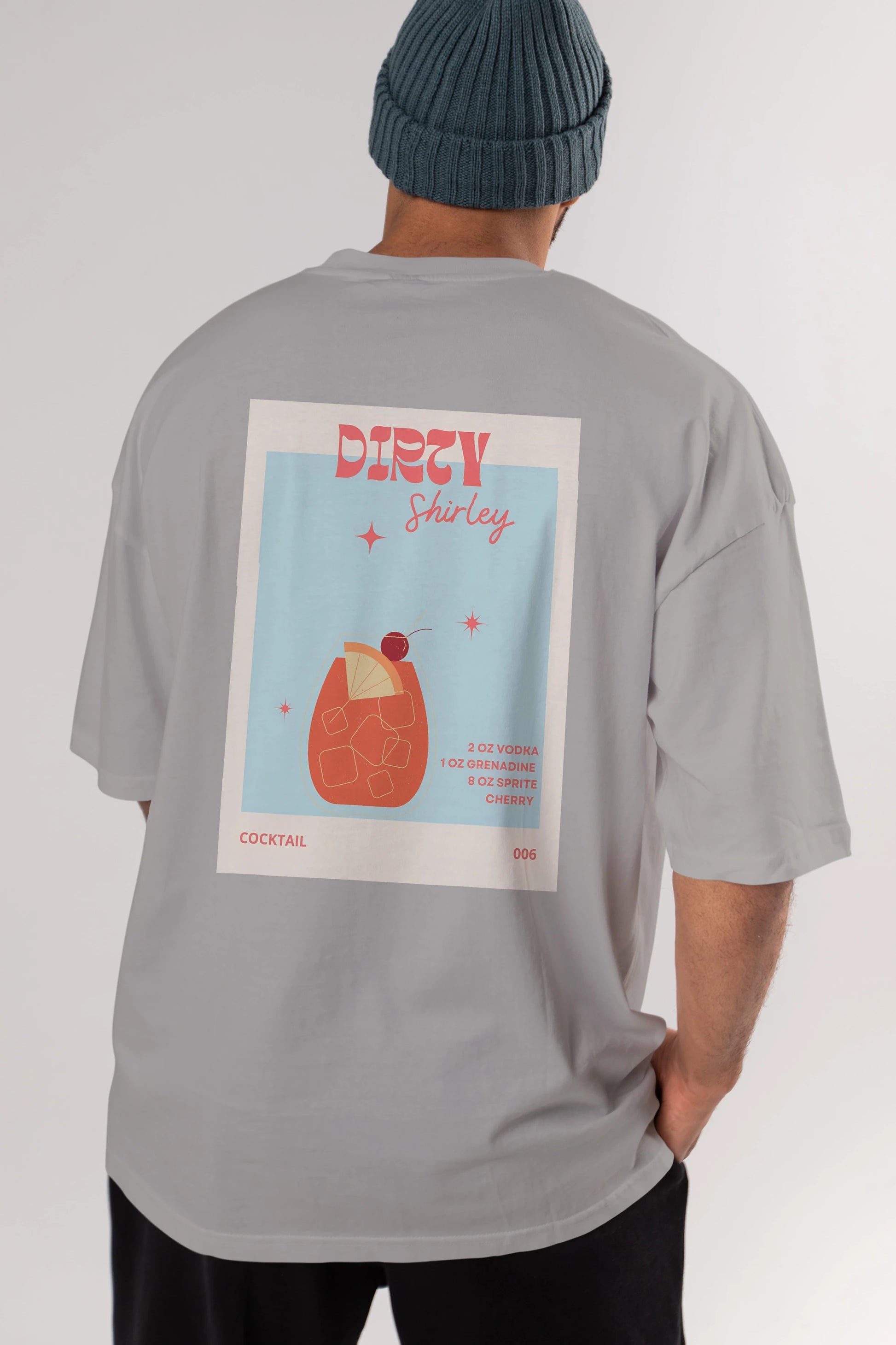 Dirty Shirley Arka Baskılı Oversize t-shirt Erkek Kadın Unisex %100 Pamuk Bisiklet Yaka tişort